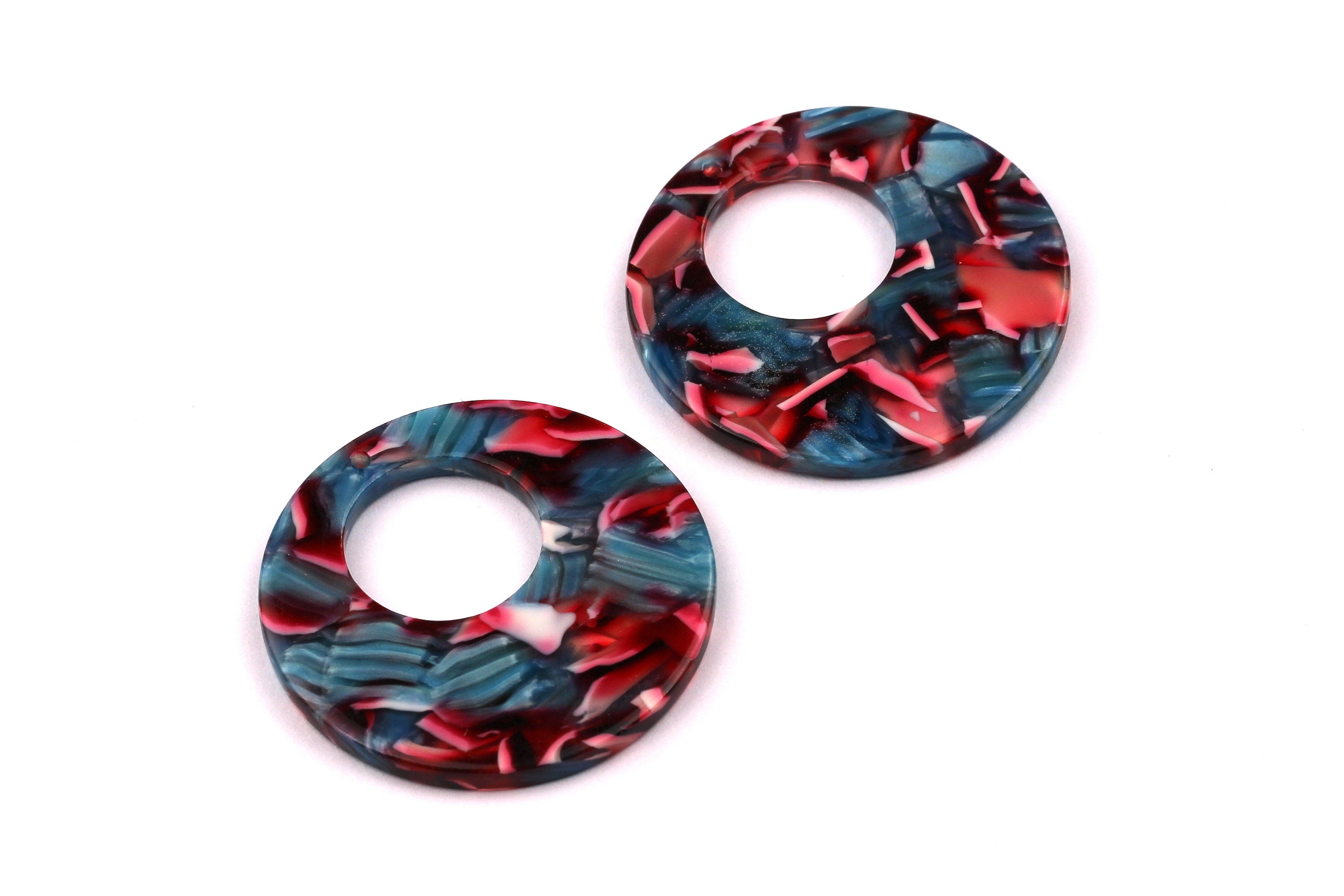 Acetate Circle Charms - Circle Earrings and Pendant - Earring Findings - Jewelry Supplies - Color Code: A24 - 34x2.5mm - AC1005F - DOMEDBAZAAR
