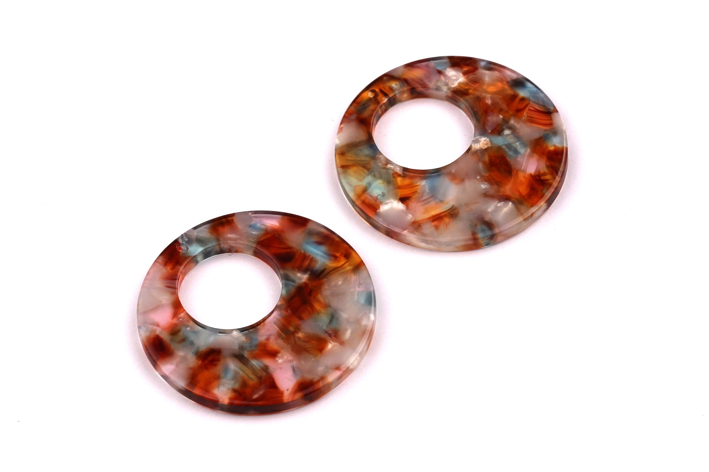 Acetate Circle Charms - Circle Earrings and Pendant - Earring Findings - Jewelry Supplies - Color Code: A95 - 34x2.7mm - AC1005G - DOMEDBAZAAR