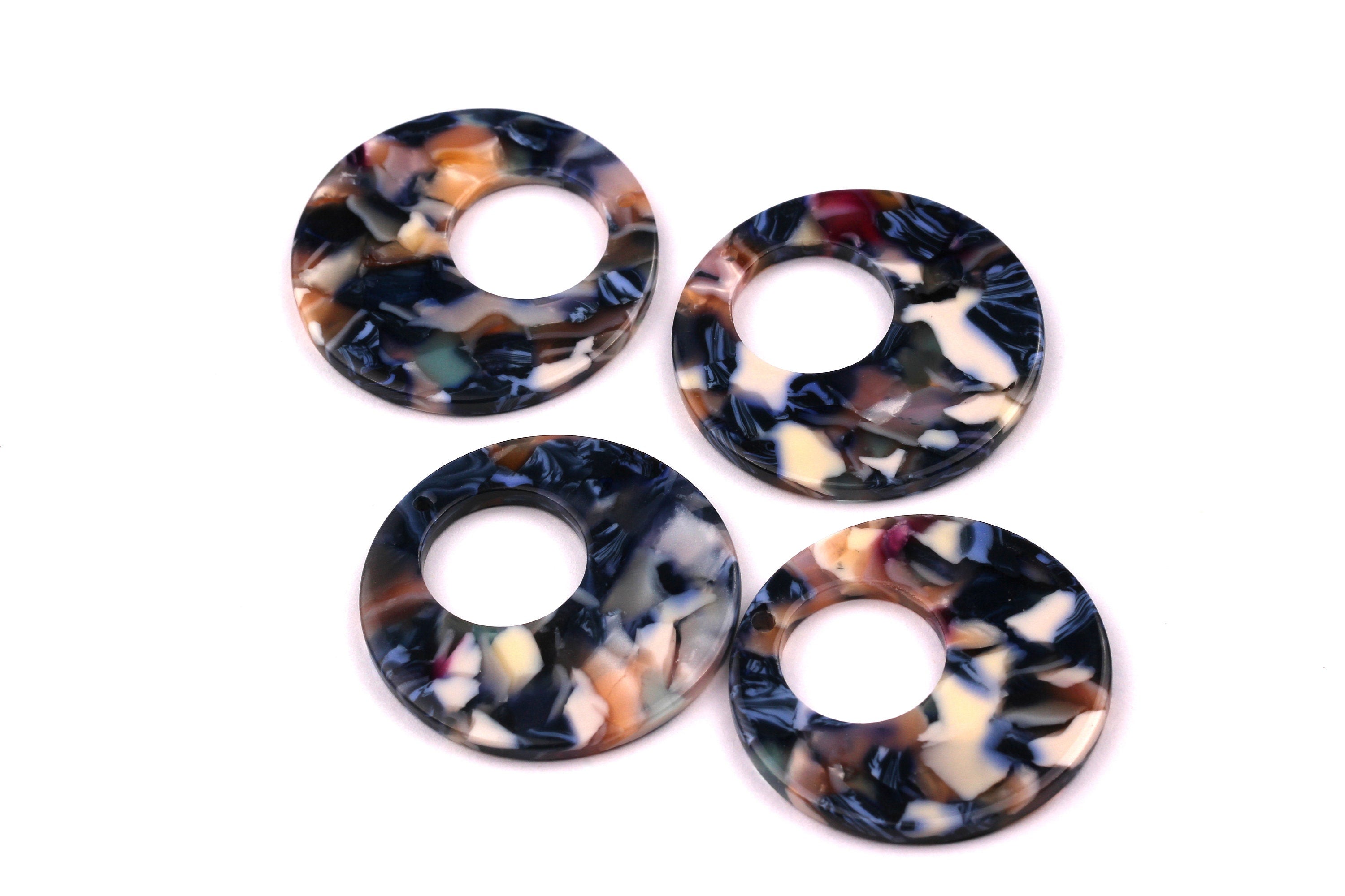 Acetate Circle Charms - Circle Earrings and Pendant - Earring Findings - Jewelry Supplies - Color Code: A19 - 34x2.5mm - AC1005J - DOMEDBAZAAR