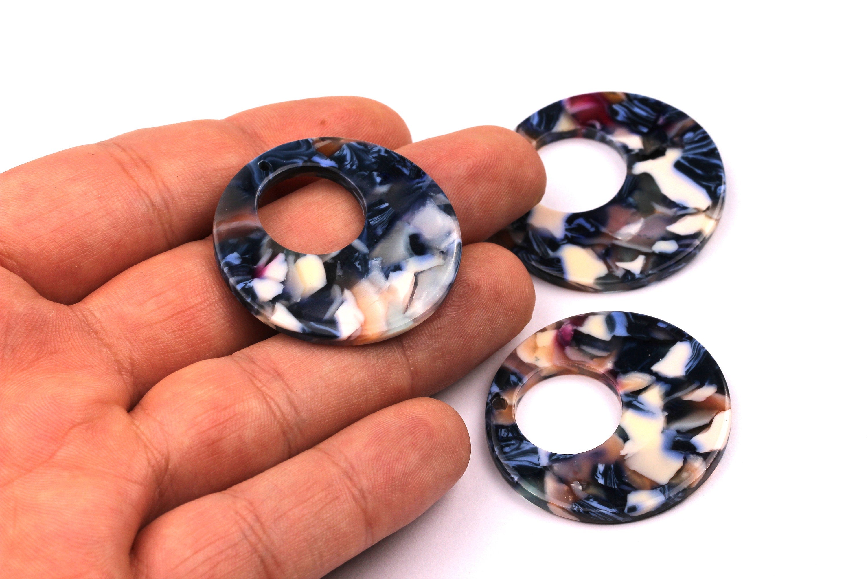 Acetate Circle Charms - Circle Earrings and Pendant - Earring Findings - Jewelry Supplies - Color Code: A19 - 34x2.5mm - AC1005J - DOMEDBAZAAR