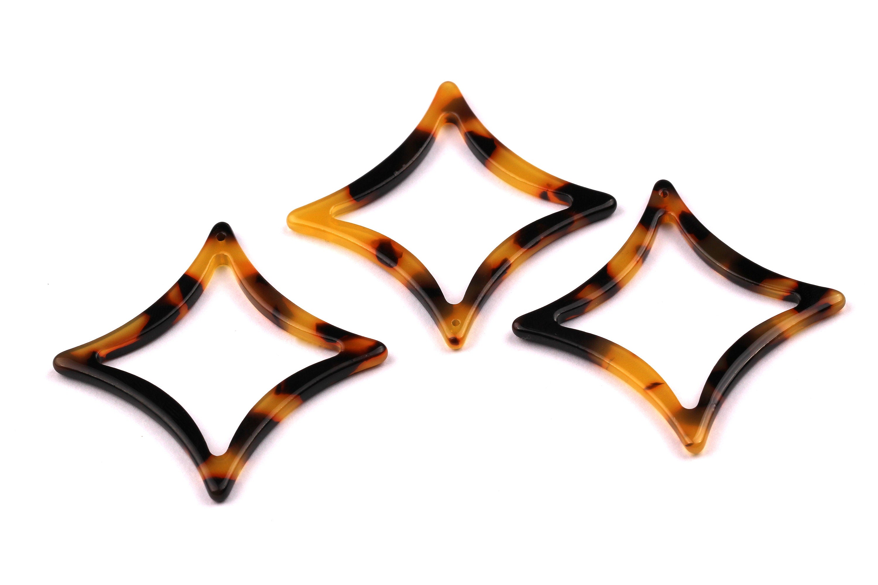 Acetate Compass Points Charms - Tortoise Shell Earrings - Compass Points Earrings and Pendant - Color Code: A01 - 47x2.8mm - AC1020C - DOMEDBAZAAR