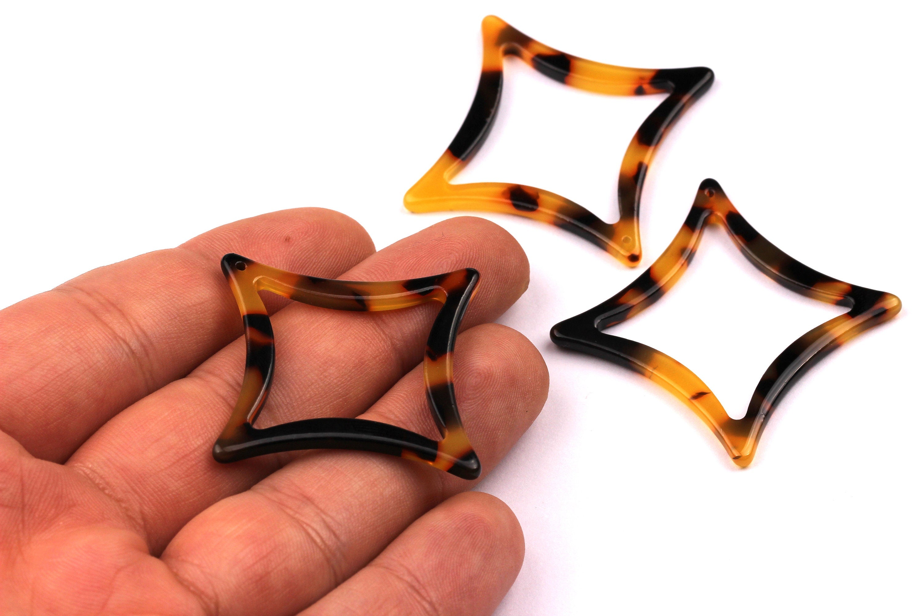 Acetate Compass Points Charms - Tortoise Shell Earrings - Compass Points Earrings and Pendant - Color Code: A01 - 47x2.8mm - AC1020C - DOMEDBAZAAR