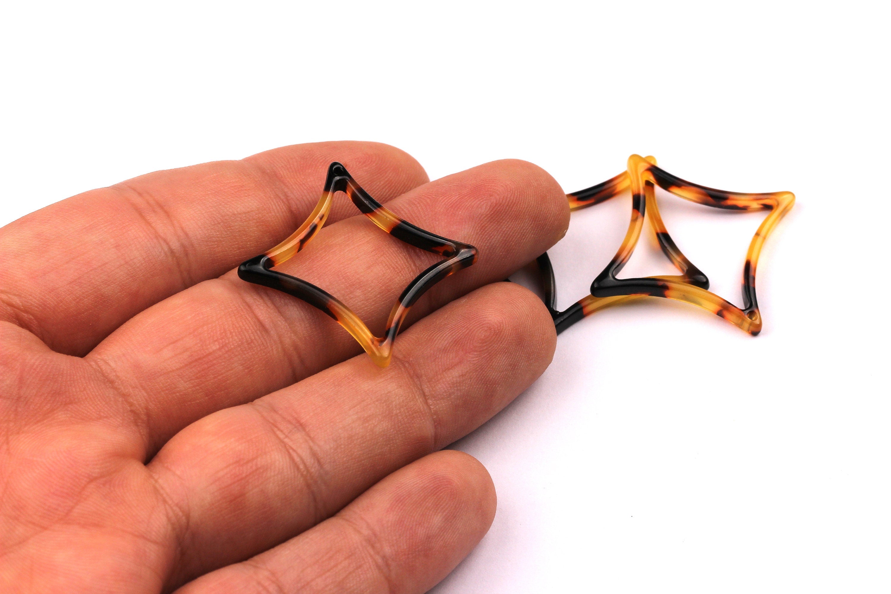 Acetate Compass Points Charms - Tortoise Shell Earrings - Compass Points Earrings and Pendant - Color Code: A01 - 33x2.6mm - AC1021C - DOMEDBAZAAR