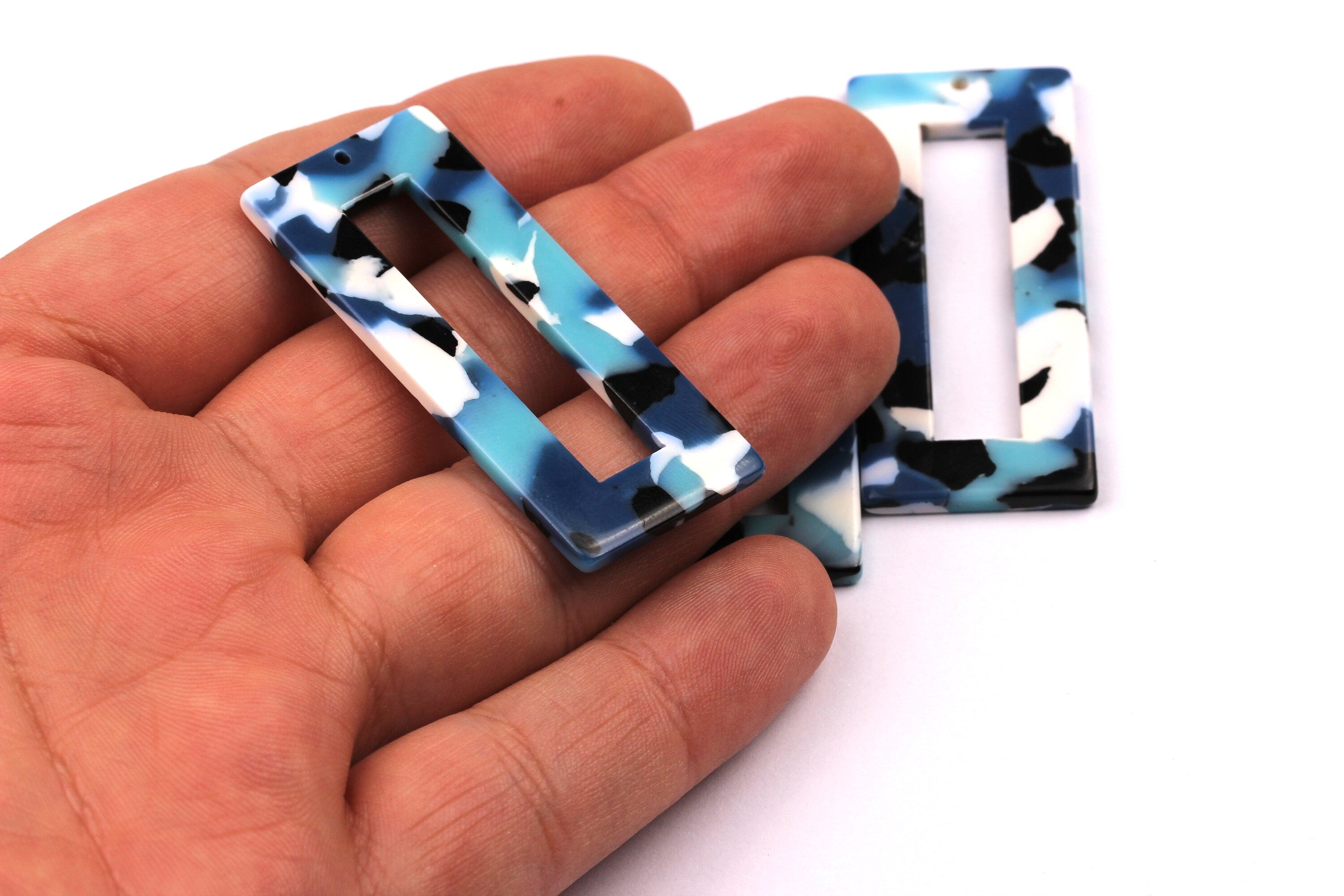 Acetate Rectangle Charms - Rectangle Pendant - Earring Findings - Jewelry Supplies - Color Code: A16 - 48x20x2.5mm - AC1025A - DOMEDBAZAAR