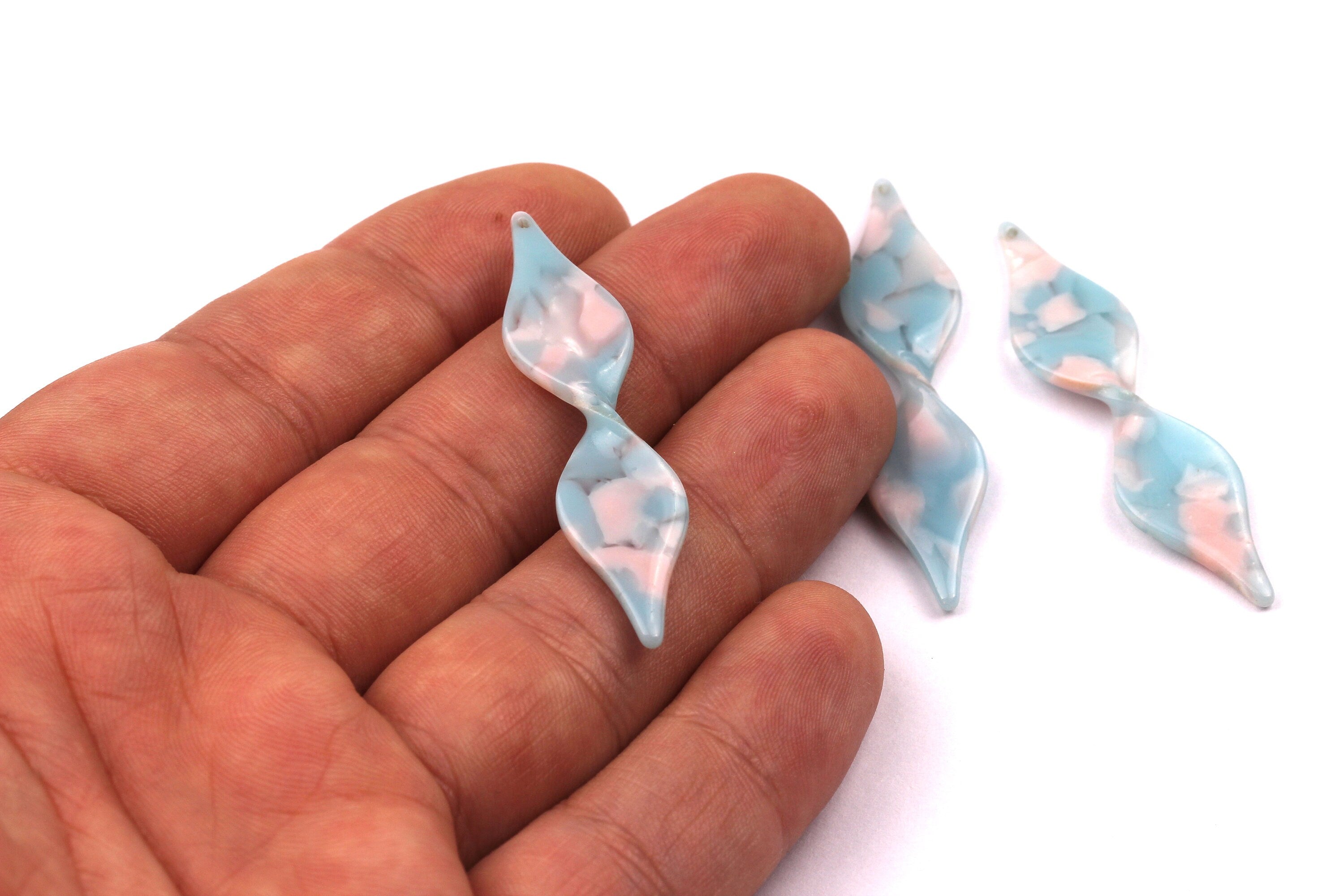 Acetate Twisted Charms - Twisted Earrings and Pendant - Earring Findings  - Earring Findings - Color Code: A97 - 49x11mm - AC1028A - DOMEDBAZAAR