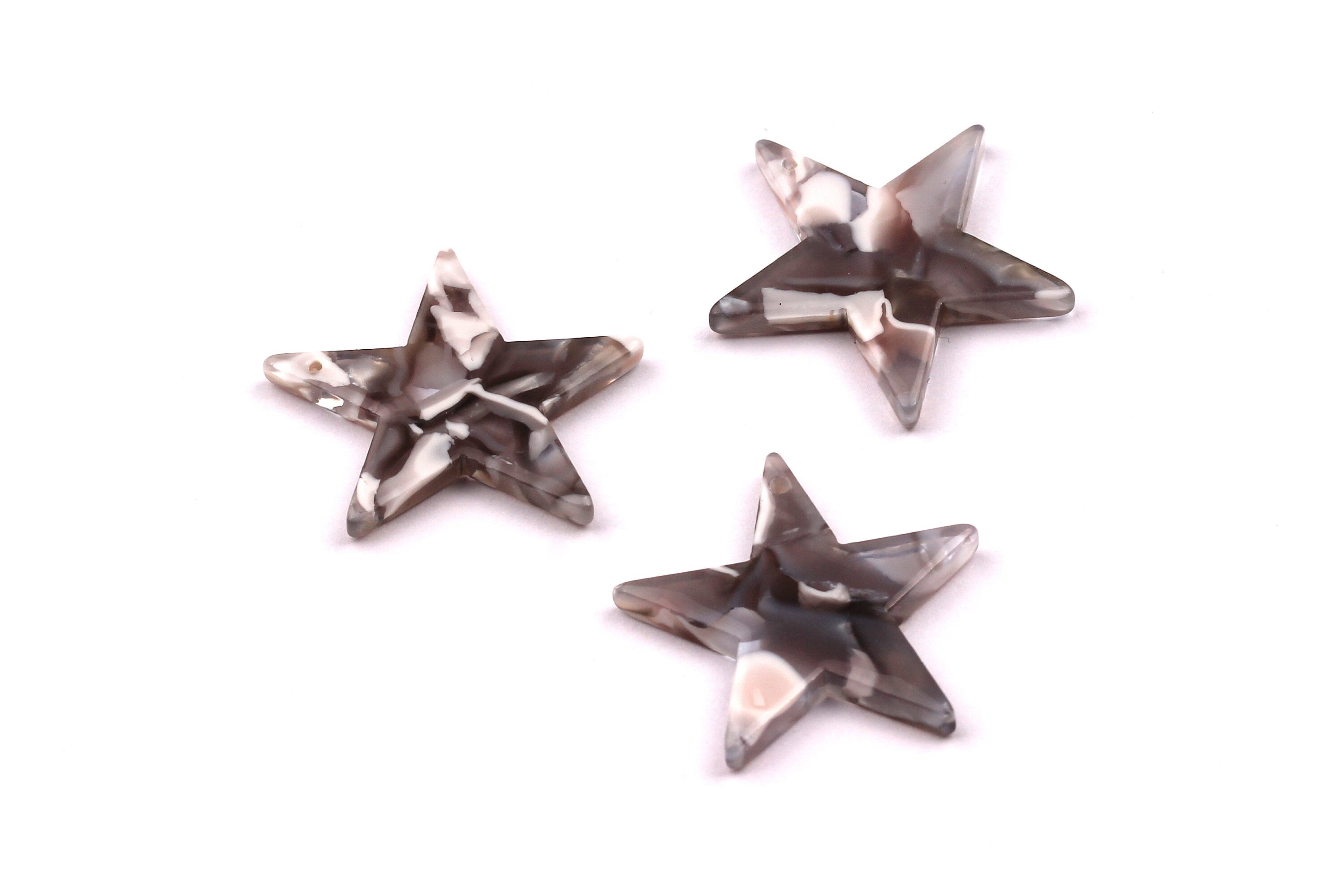 Acetate Star Charms - Star Earrings and Pendant - Earring Findings - Jewelry Supplies - Color Code: A20 - 24x2.5mm - AC1029F - DOMEDBAZAAR
