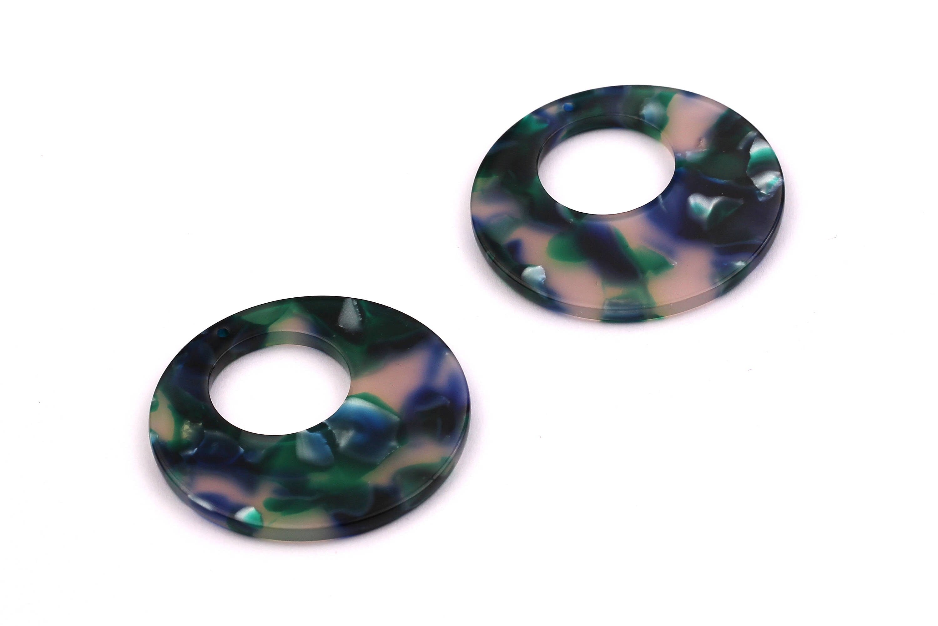 Acetate Circle Charms - Circle Earrings and Pendant - Earring Findings - Jewelry Supplies - Color Code: A18 - 34x2.6mm - AC1005A - DOMEDBAZAAR
