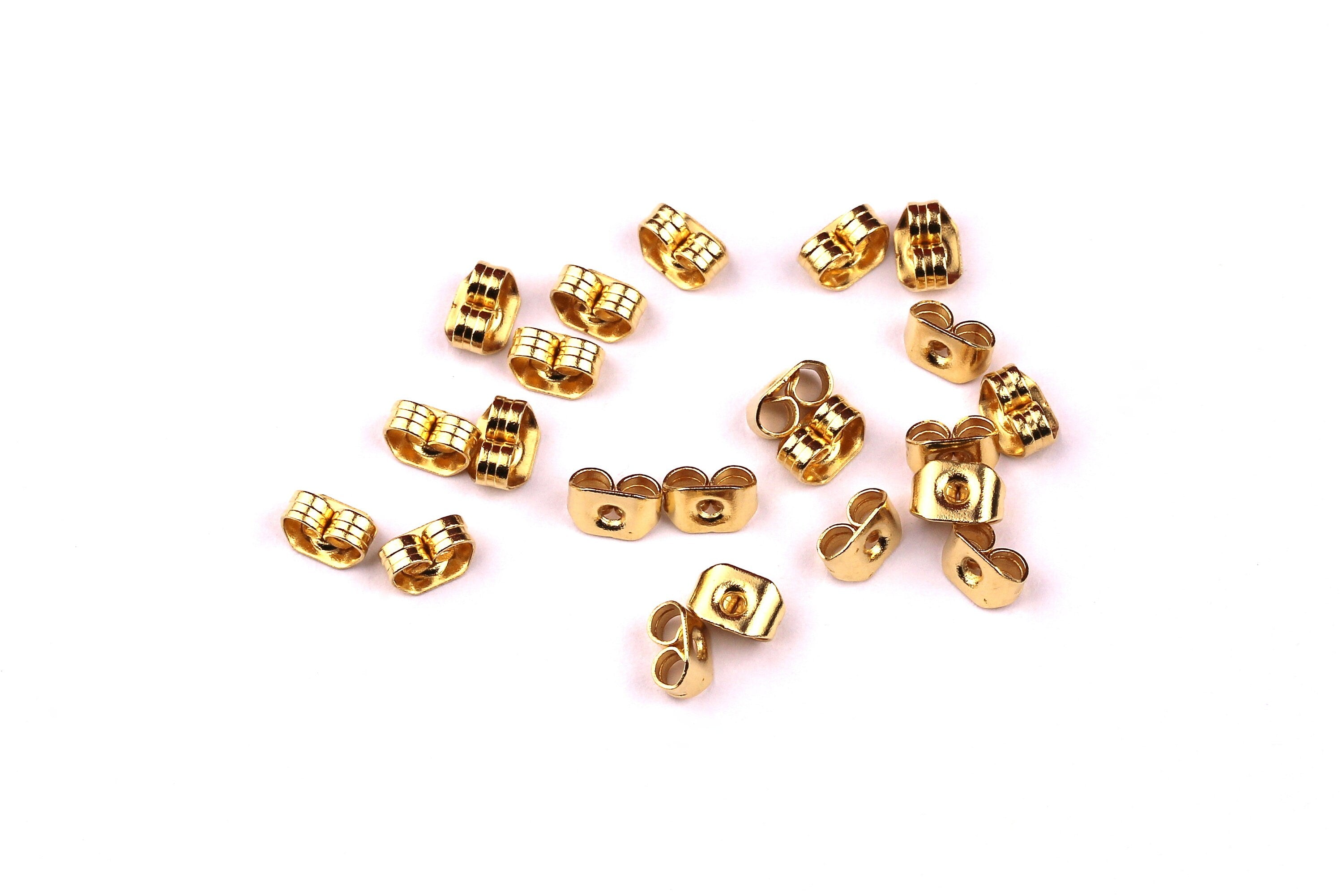 Earring Studs Back Stoppers - Raw Brass - Ear Nuts - Ear Wire Backs - Earring Findings- Jewelry Supplies - 5mm - 100pcs - PP1115 - DOMEDBAZAAR