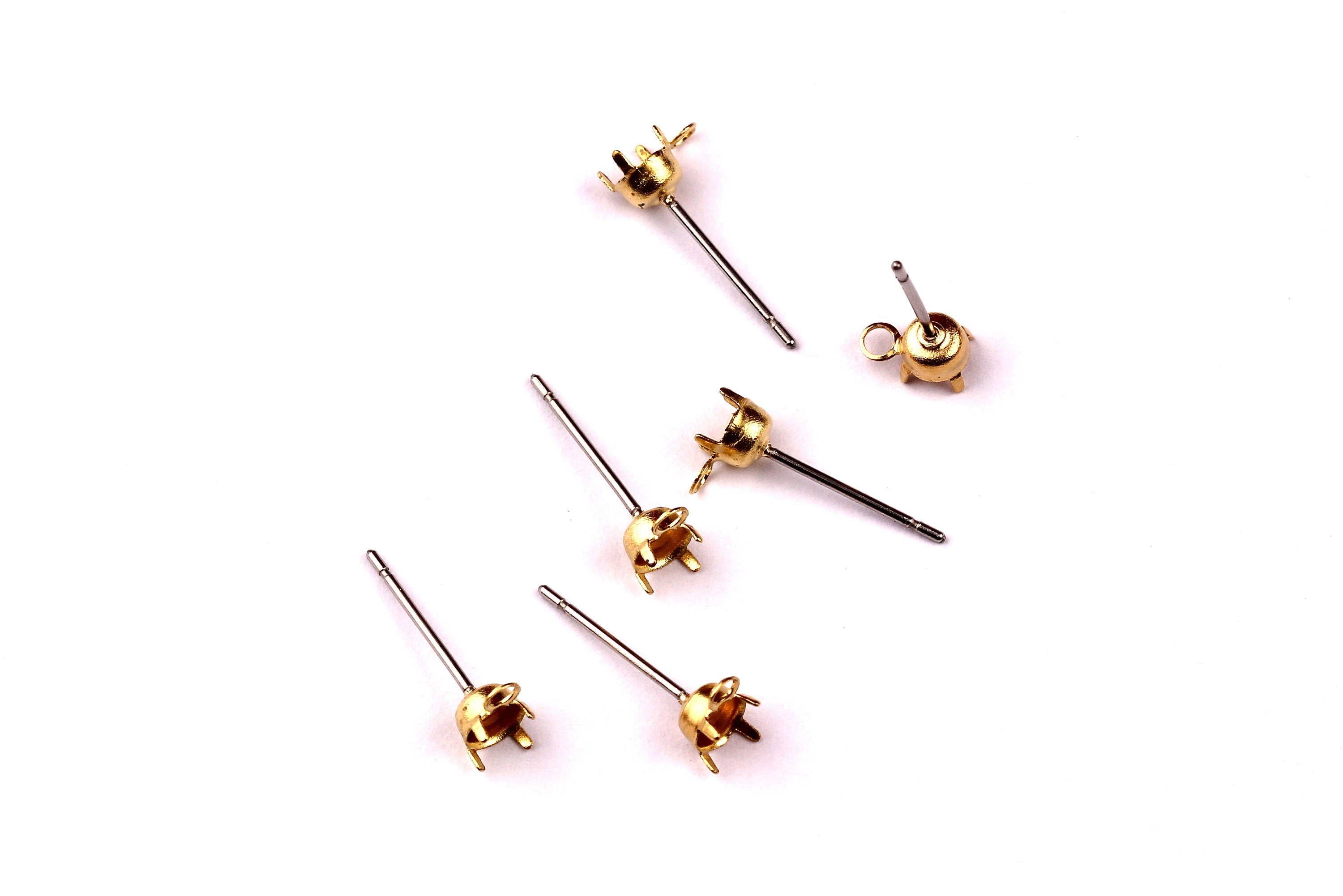 Brass Earring Post - Brass Setting - 316L Stainless Steel Stud - Earring Findings- Jewelry Supplies - 3.8mm Pad - PP1121 - DOMEDBAZAAR