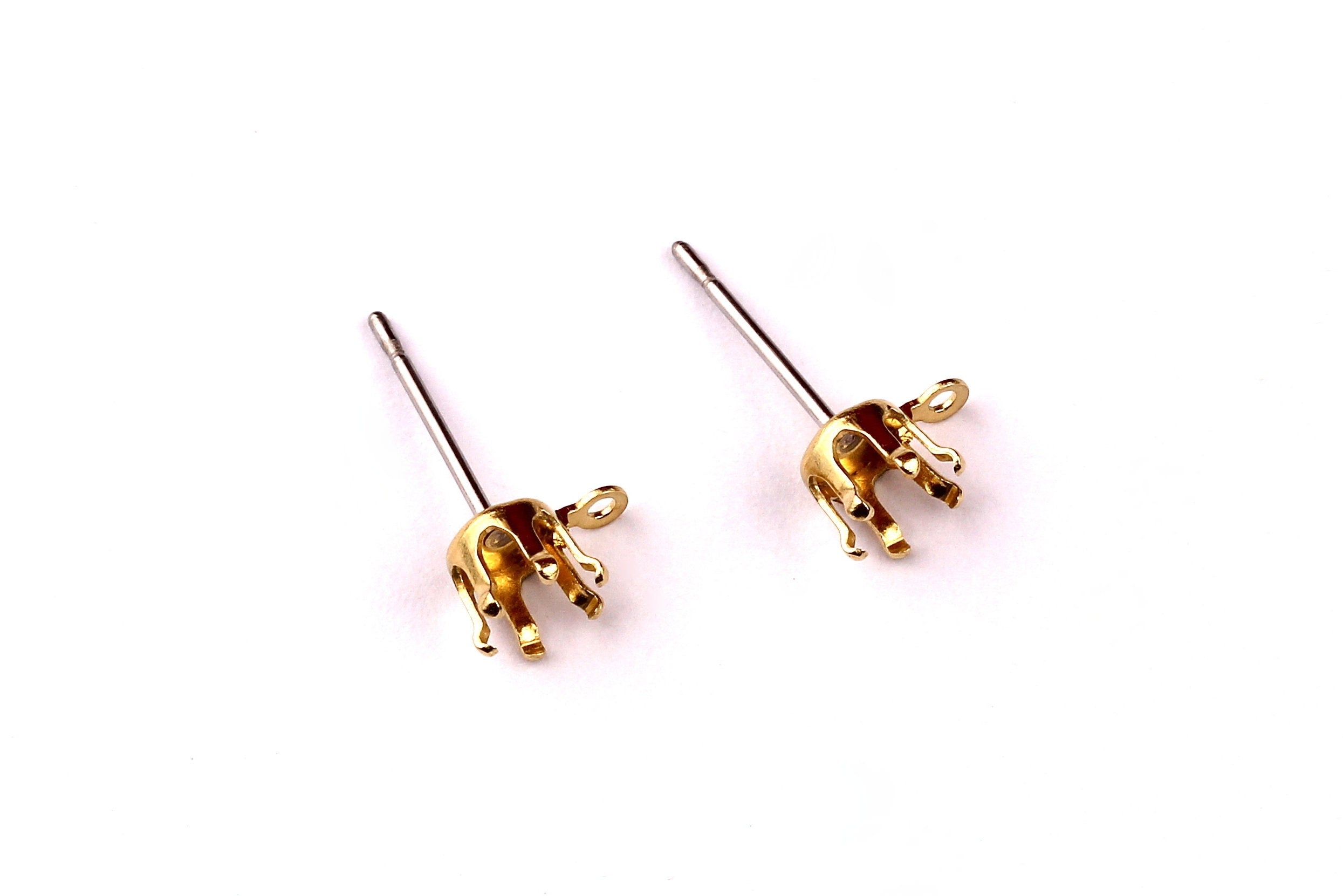 Brass Earring Post - Brass Setting - 316L Stainless Steel Stud - Earring Findings- Jewelry Supplies - 4.5mm Pad - PP1131 - DOMEDBAZAAR