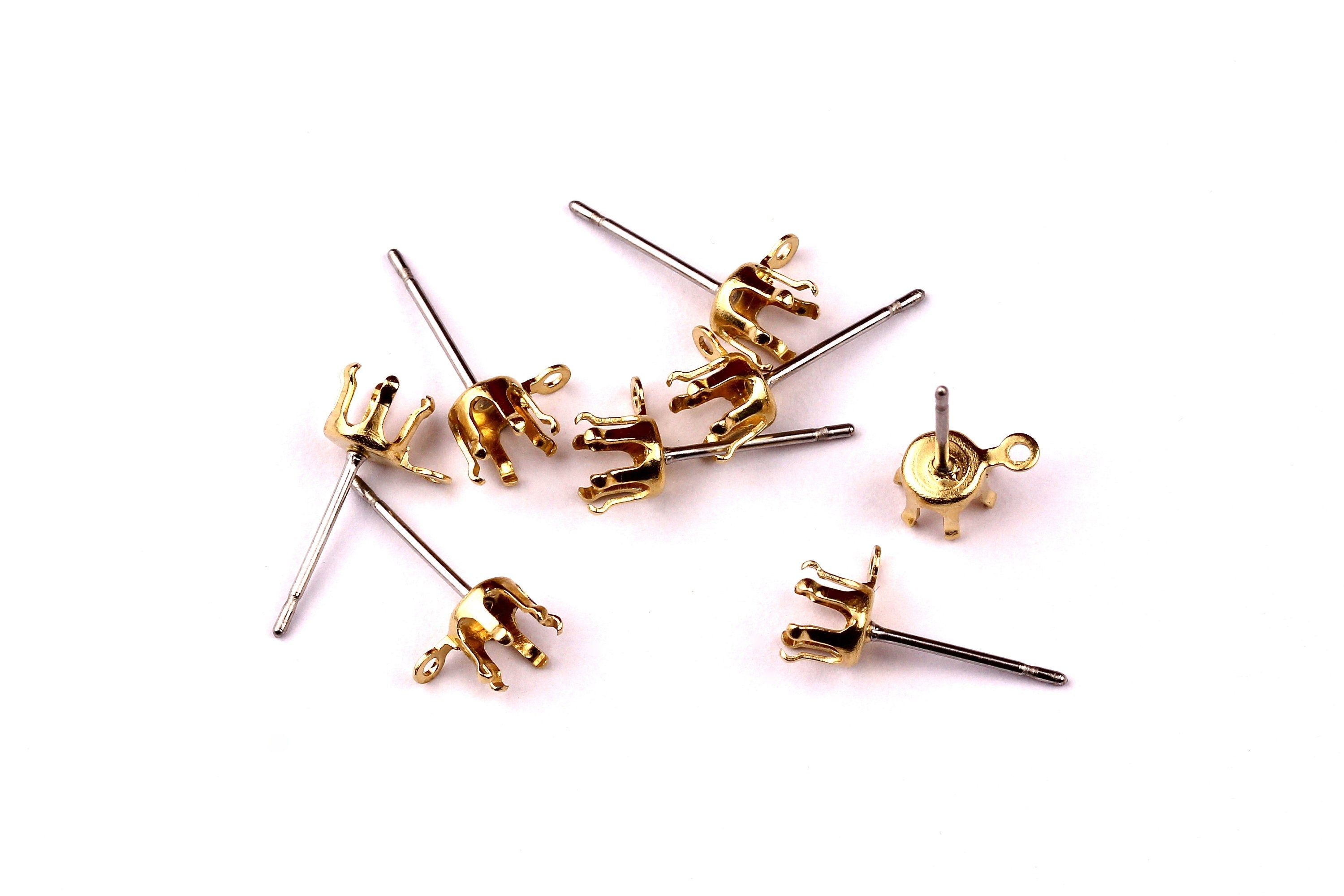 Brass Earring Post - Brass Setting - 316L Stainless Steel Stud - Earring Findings- Jewelry Supplies - 4.5mm Pad - PP1131 - DOMEDBAZAAR