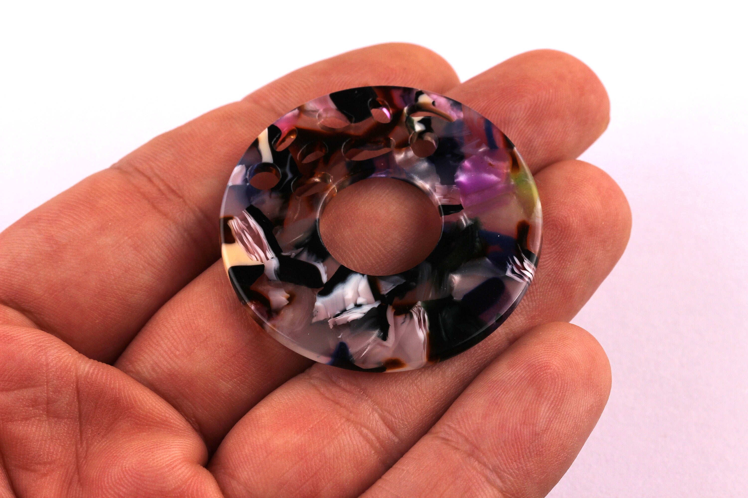 Acetate Circle Charms - Circle Earrings and Pendant - Earring Findings - Jewelry Supplies - Color Code: A11 - 40x2.65mm - AC1032B - DOMEDBAZAAR