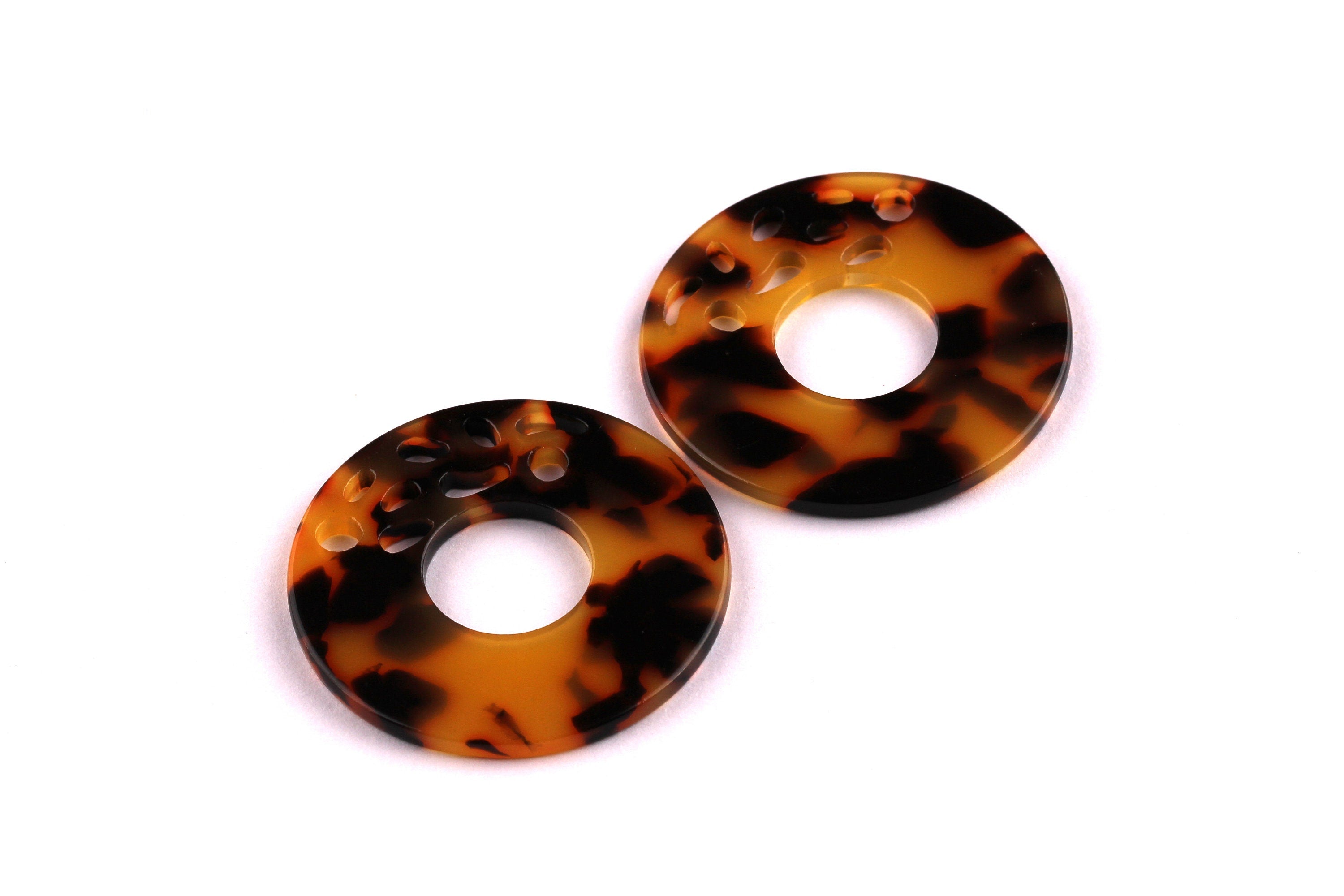 Acetate Circle Charms - Tortoise Shell Earrings - Circle Pendant - Jewelry Making Supplies - Color Code: A01 - 40x2.5mm - AC1032E - DOMEDBAZAAR