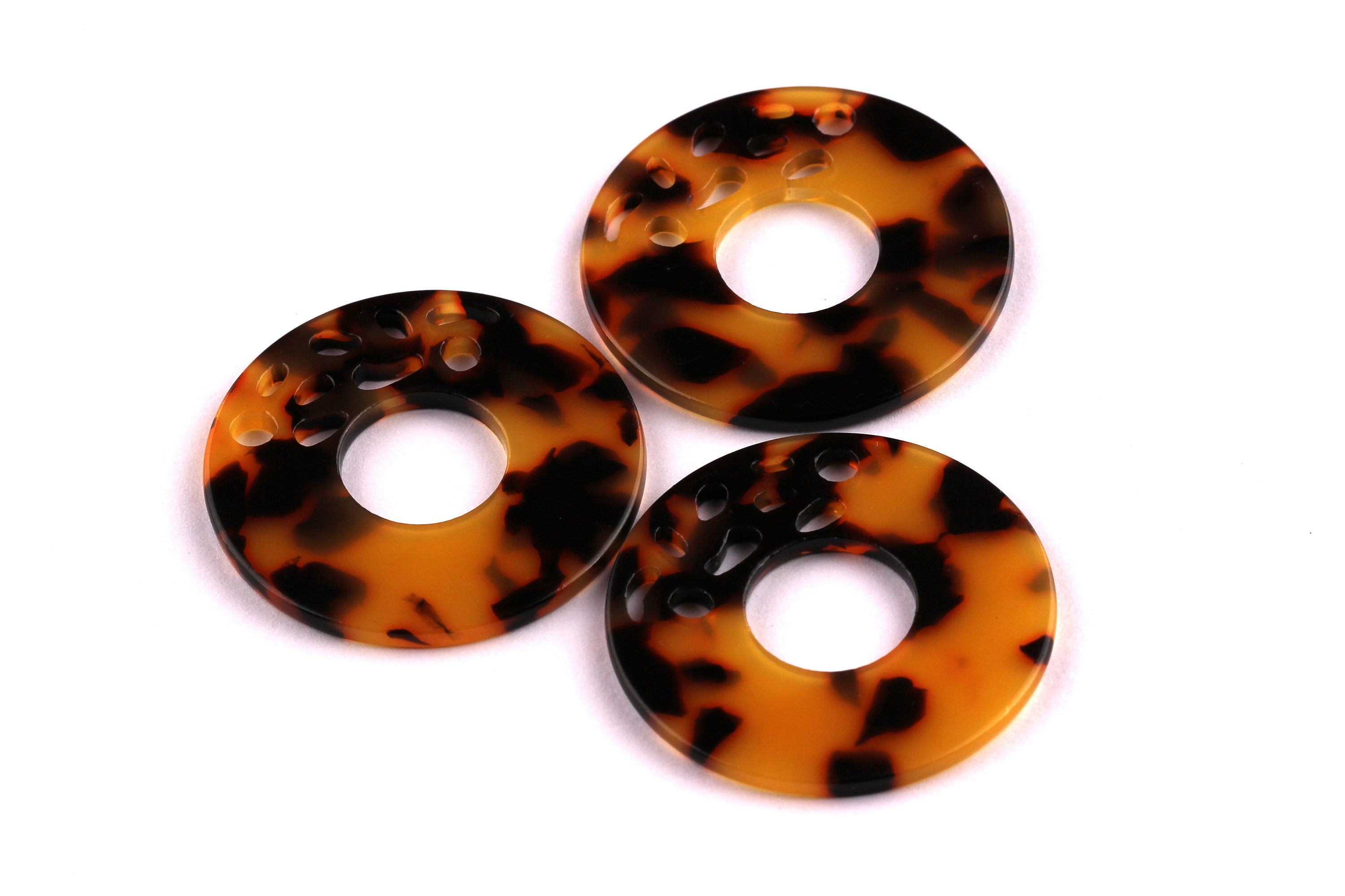 Acetate Circle Charms - Tortoise Shell Earrings - Circle Pendant - Jewelry Making Supplies - Color Code: A01 - 40x2.5mm - AC1032E - DOMEDBAZAAR