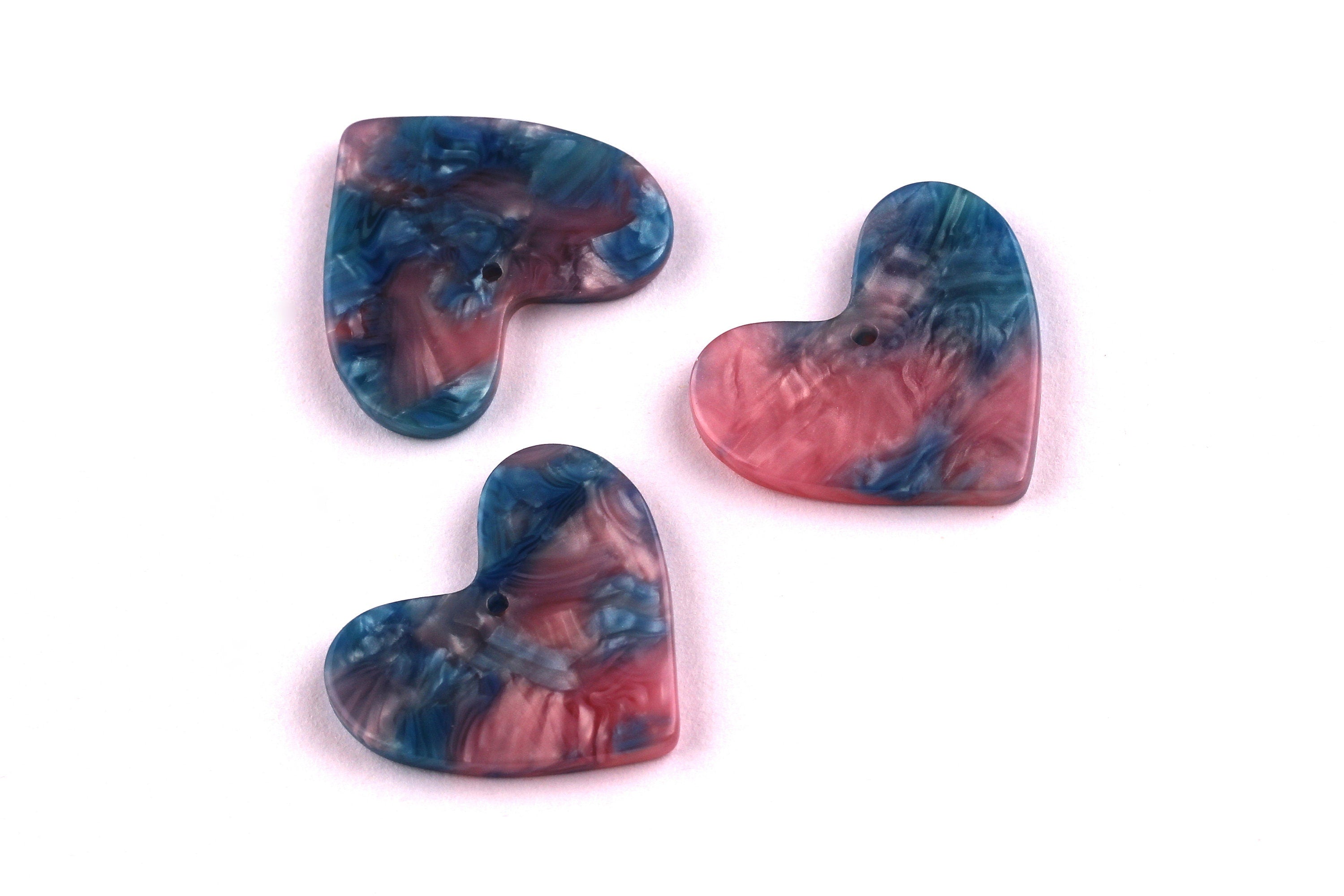 Acetate Heart Charms - Heart Earrings and Pendant - Earring Findings - Jewelry Supplies - Color Code: A94 - 20x23x2.4mm - AC1036A - DOMEDBAZAAR