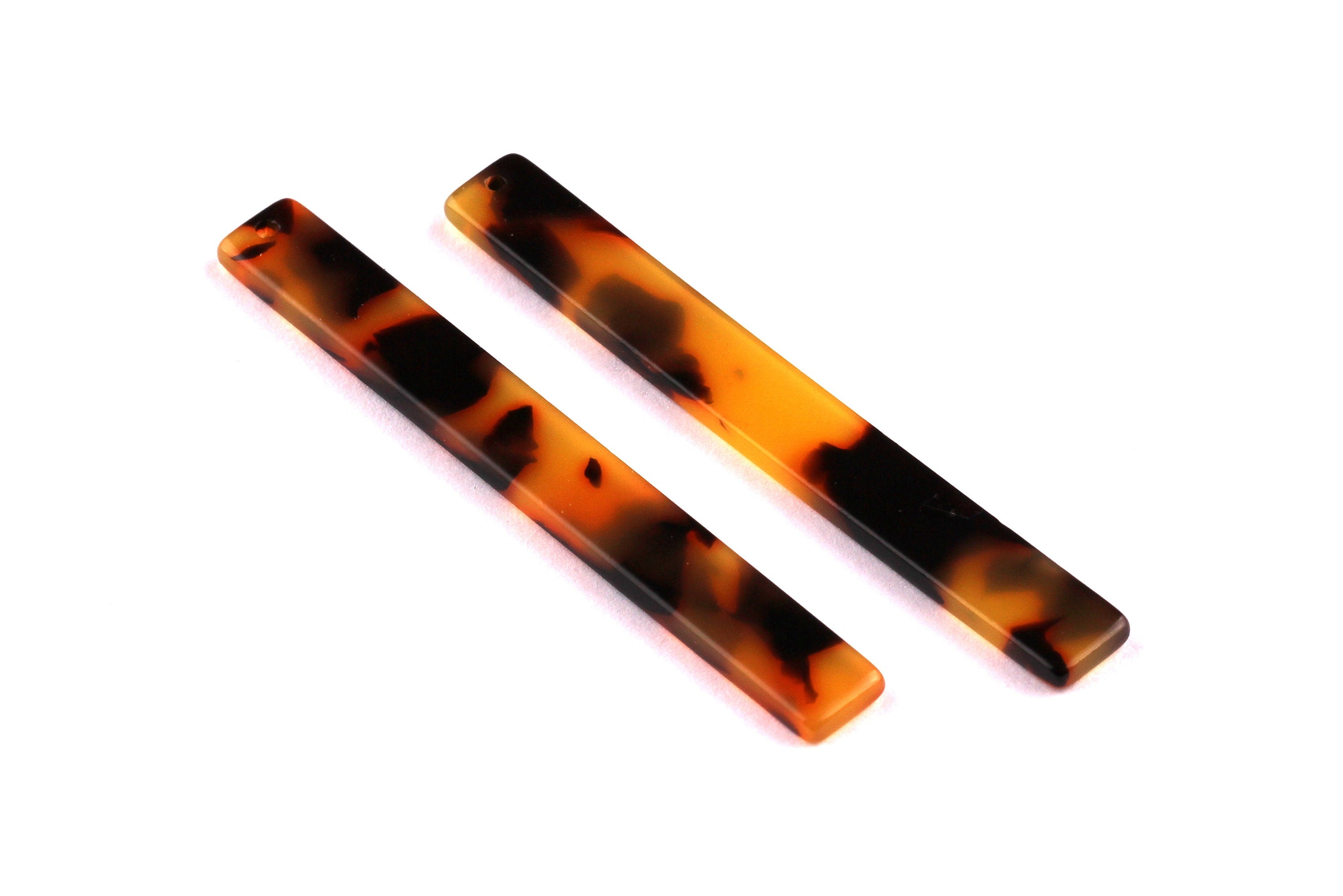 Acetate Stick & Bar Charms - Tortoise Shell Earrings - Stick Earring and Pendant - Jewelry Supplies - Color Code: A01 - 59x7x2.5mm - AC1049A - DOMEDBAZAAR