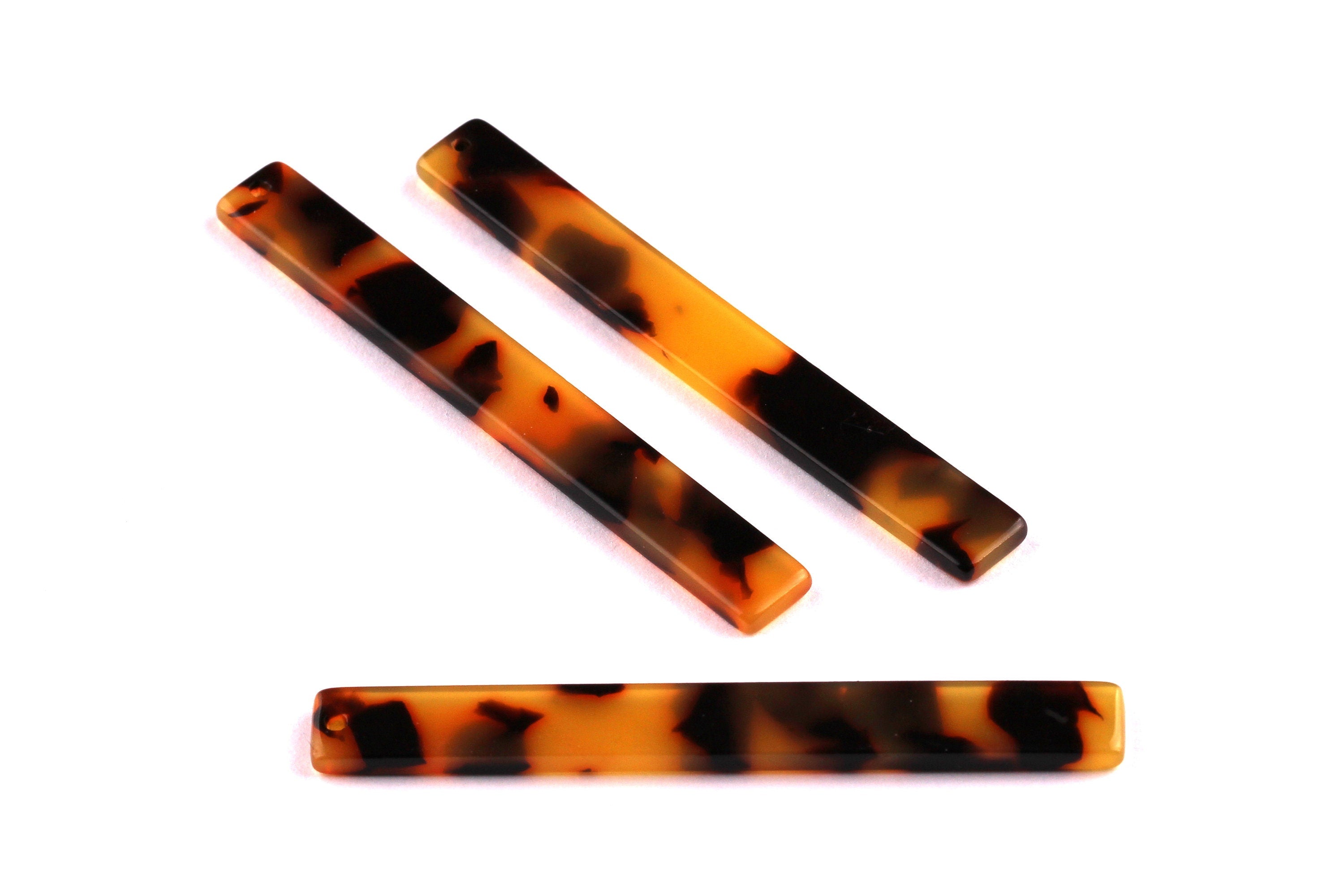 Acetate Stick & Bar Charms - Tortoise Shell Earrings - Stick Earring and Pendant - Jewelry Supplies - Color Code: A01 - 59x7x2.5mm - AC1049A - DOMEDBAZAAR