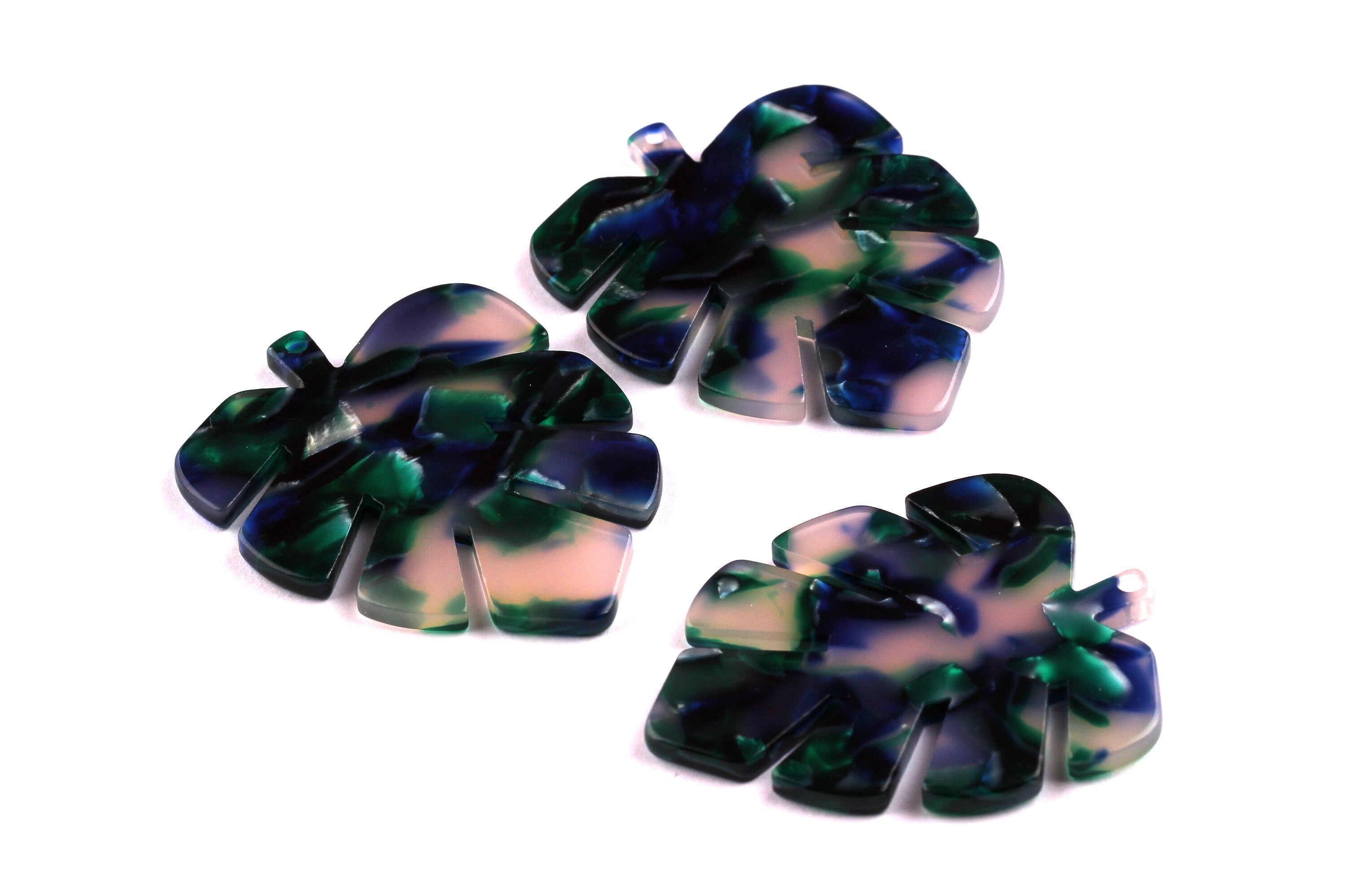Acetate Leaf Charms -  Leaf Earrings and Pendant - Earring Findings - Jewelry Supplies - Color Code: A18 - 44x35x2.5mm - AC1052A - DOMEDBAZAAR