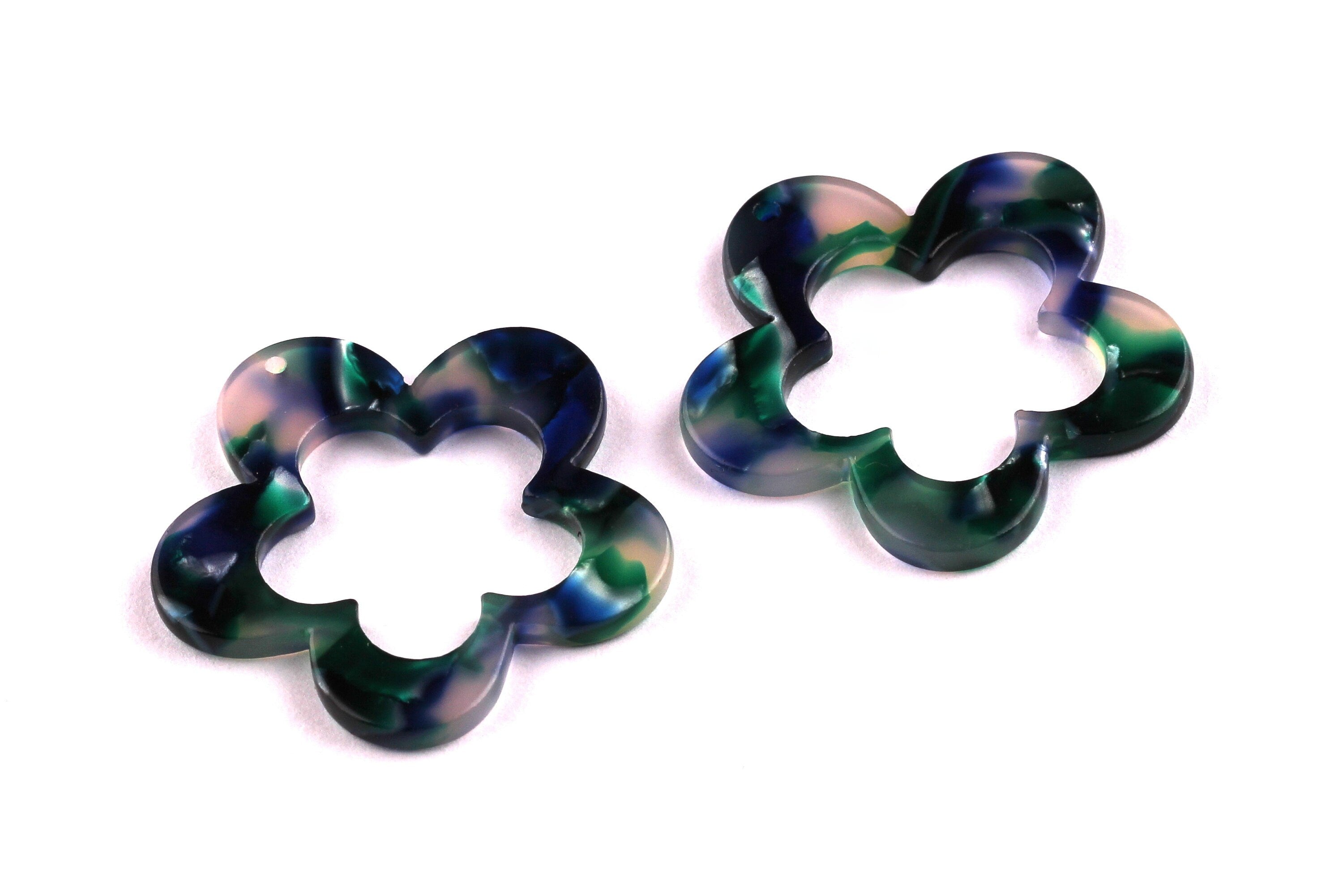 Acetate Flower Charms - Flower Earrings and Pendant - Earring Findings - Jewelry Supplies - Color Code: A18 - 31x32x2.5mm - AC1054A - DOMEDBAZAAR