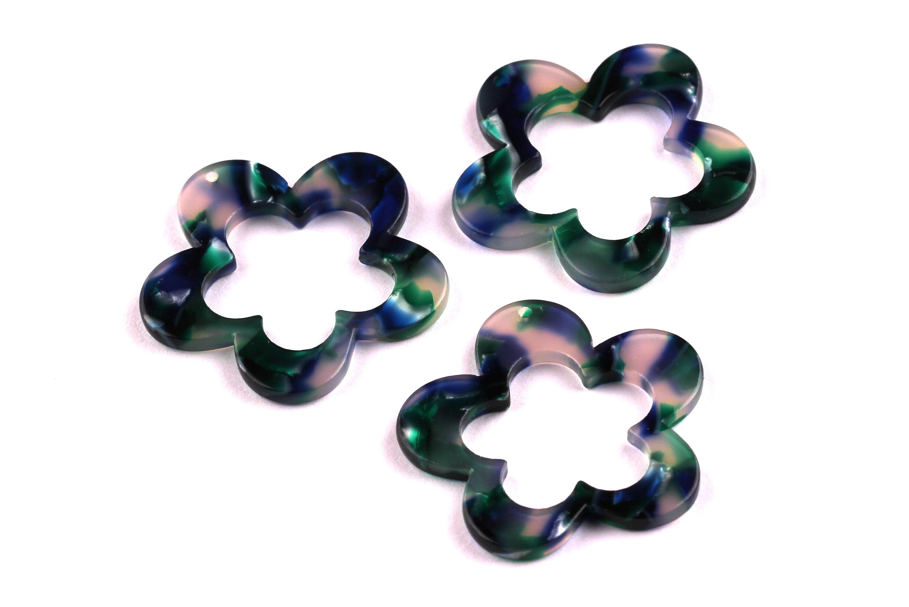 Acetate Flower Charms - Flower Earrings and Pendant - Earring Findings - Jewelry Supplies - Color Code: A18 - 31x32x2.5mm - AC1054A - DOMEDBAZAAR