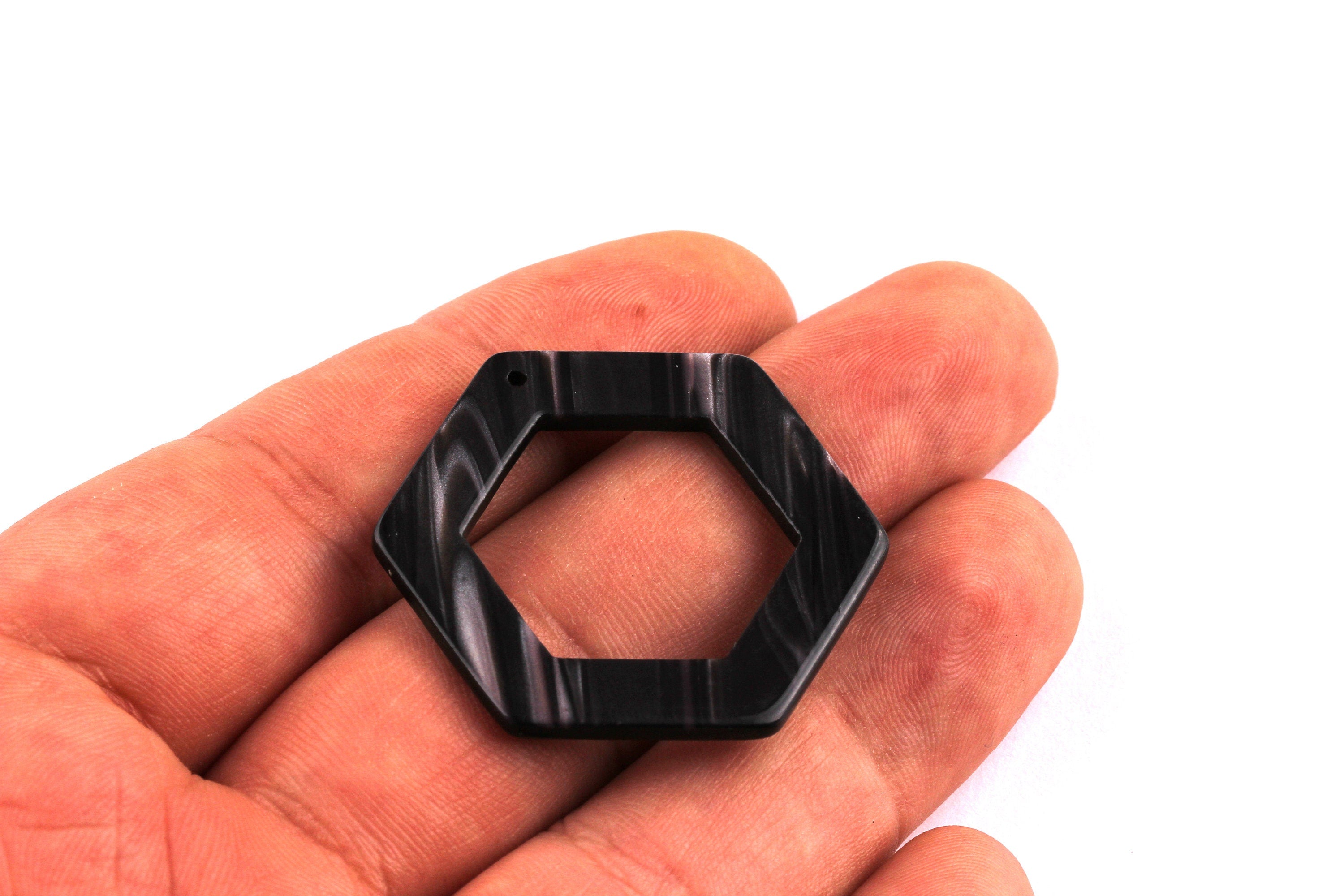 Acetate Hexagon Connectors -  Hexagon Earrings and Charms - Earring Findings - Color Code: A76 - 35x32x2.5mm - AC1056A - DOMEDBAZAAR
