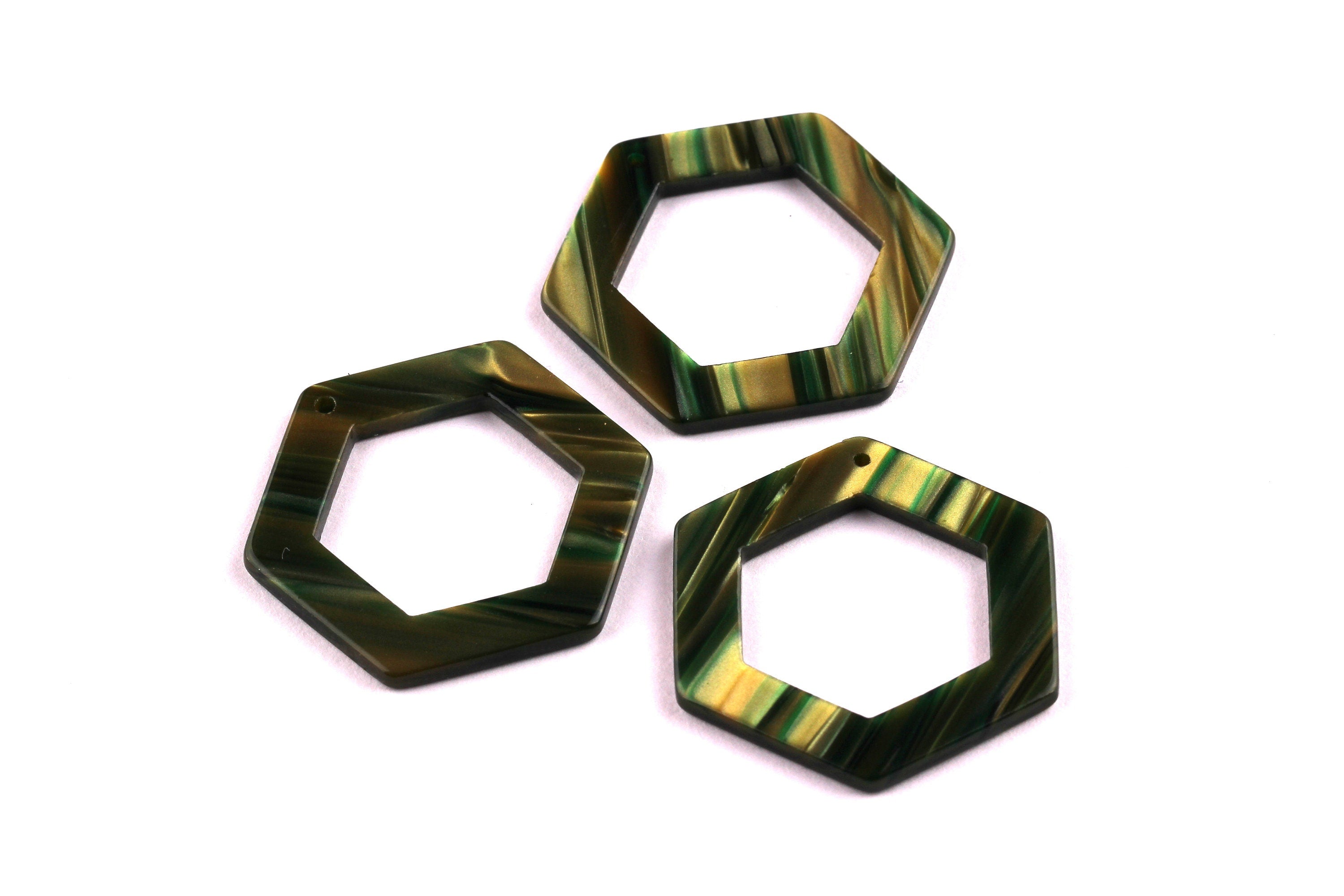 Acetate Hexagon Connectors - 2 Holes - Hexagon Earrings and Charms - Earring Findings - Color Code: A78 - 35x32x2.5mm - AC1056C - DOMEDBAZAAR