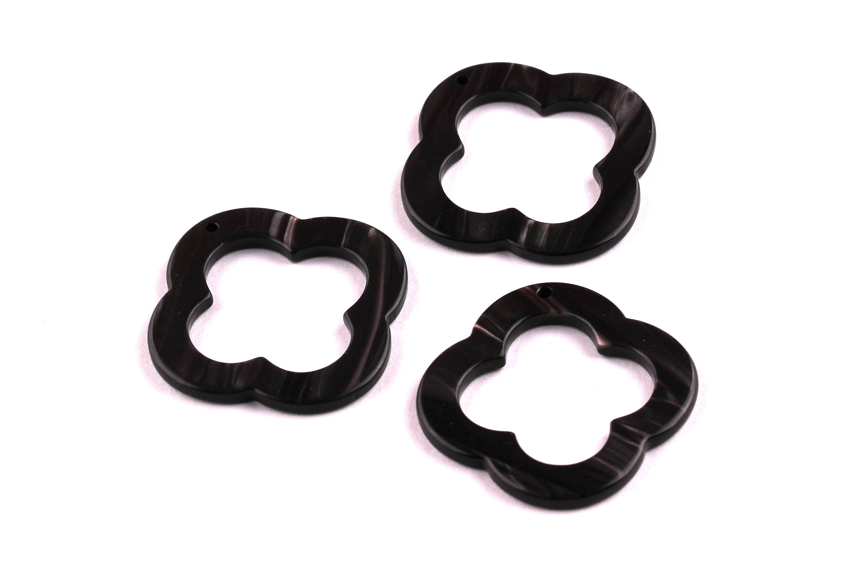 Acetate Quatrefoil Charms - Quatrefoil Pendant - Earring Findings - Jewelry Supplies - Color Code: A76 - 33x33x2.5mm - AC1057A - DOMEDBAZAAR