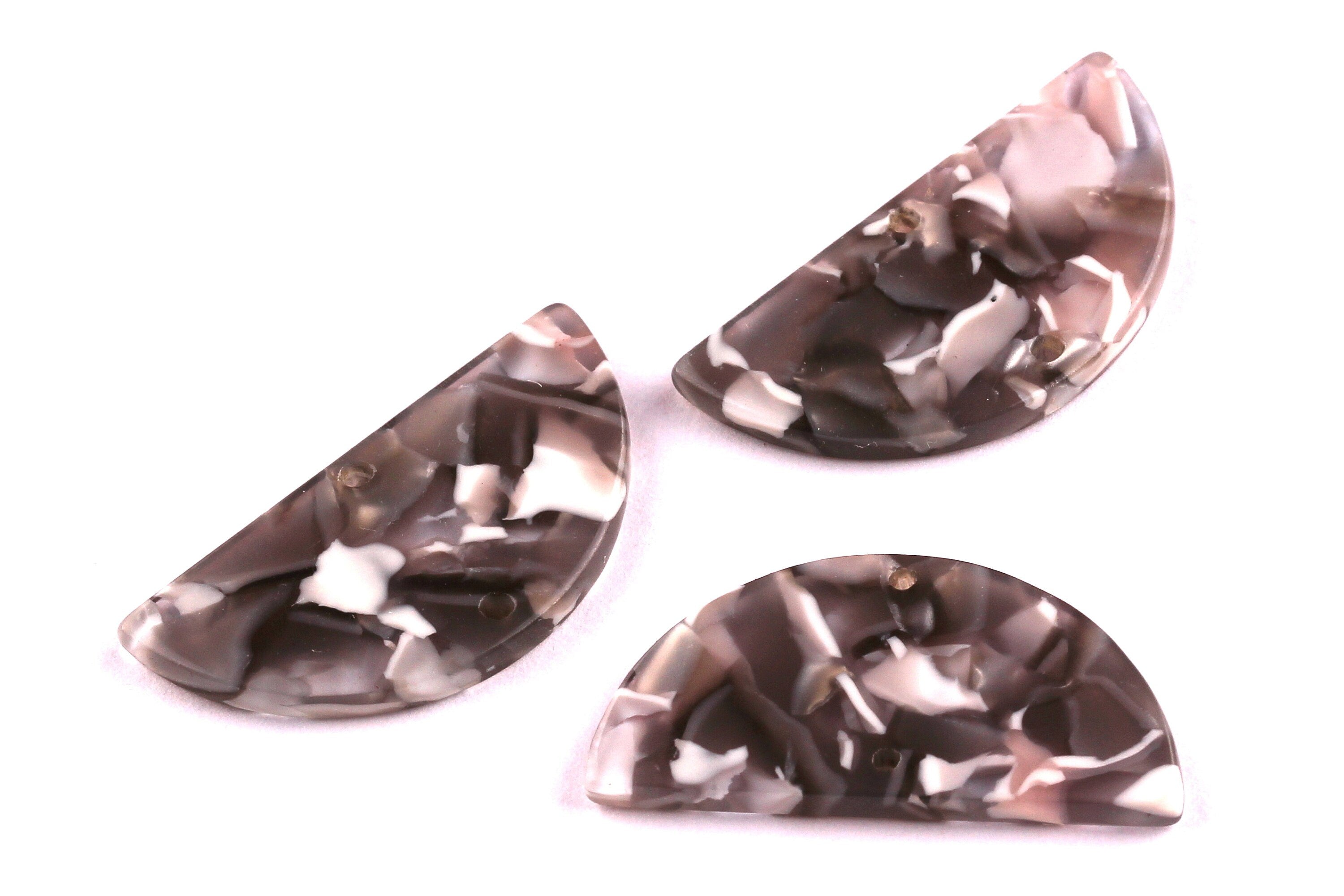 Acetate Semicircle Connectors Charms - 2 Holes - Semicircle Earrings - Earring Findings - Color Code: A20 - 15x30x2.6mm - AC1061C - DOMEDBAZAAR