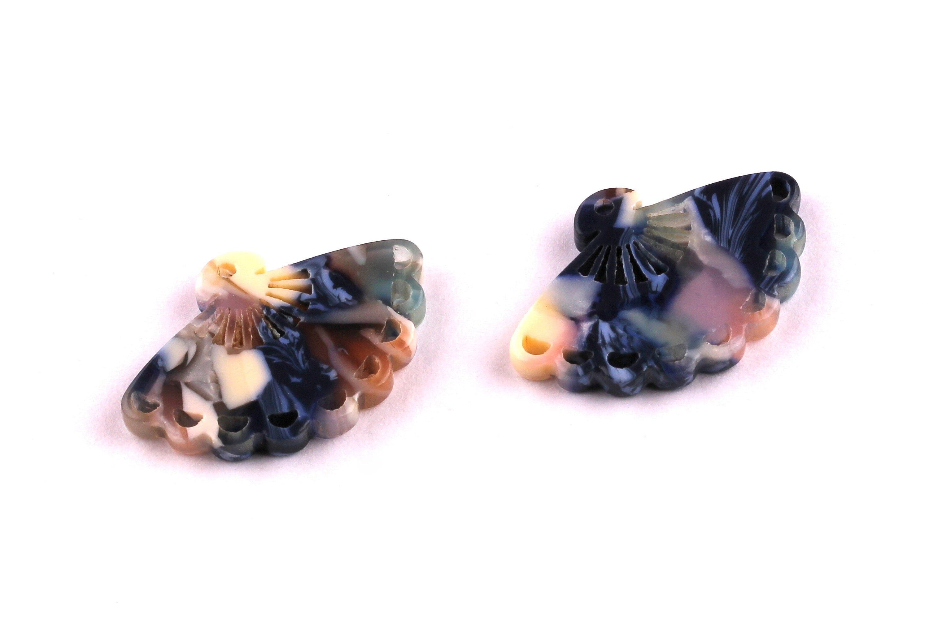 Acetate Fan Charms - Fan Earrings and Pendant - Earring Findings - Jewelry Supplies - Color Code: A19 - 16x24x2.5mm - AC1063A - DOMEDBAZAAR