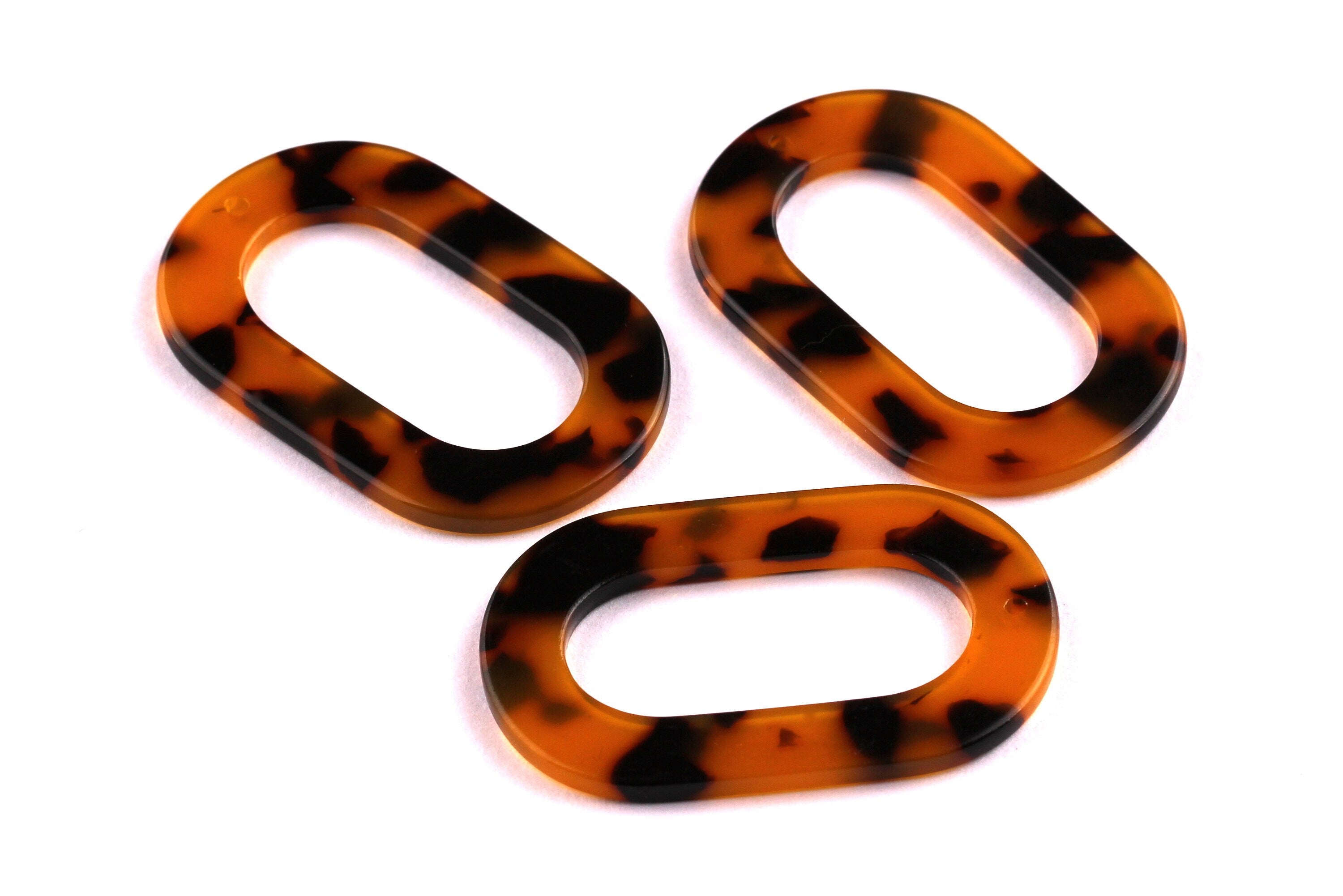 Acetate Oval Charms - Tortoise Shell Earrings - Oval Earrings & Pendant - Jewelry Making Supplies - Color Code: A01 - 44x28x2.5mm - AC1003B - DOMEDBAZAAR