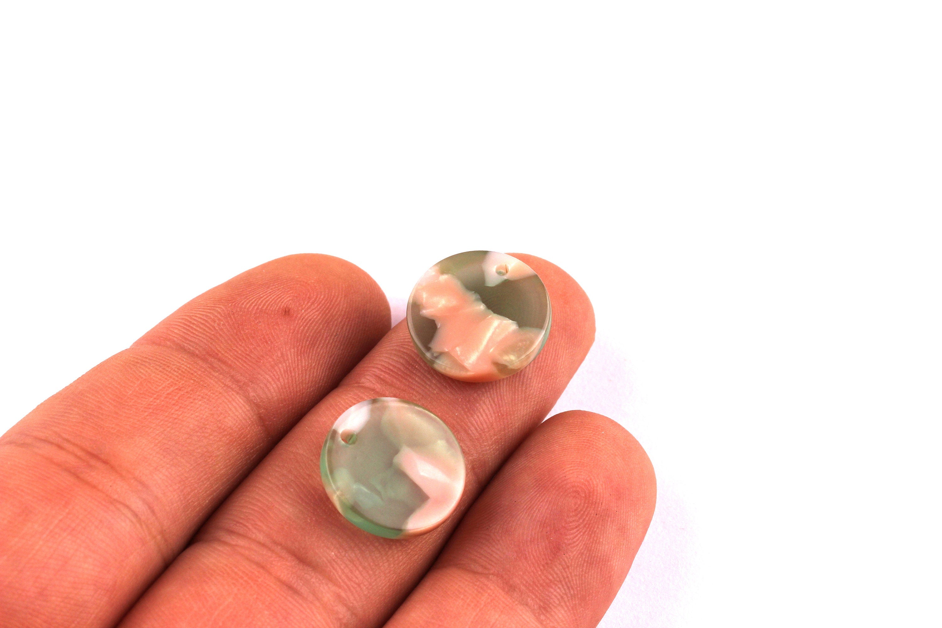 Acetate Coin & Round Charms - Coin and Round Earrings and Pendant - Earring Findings - Color Code: A38 - 14.5x2.5mm - AC1064F - DOMEDBAZAAR