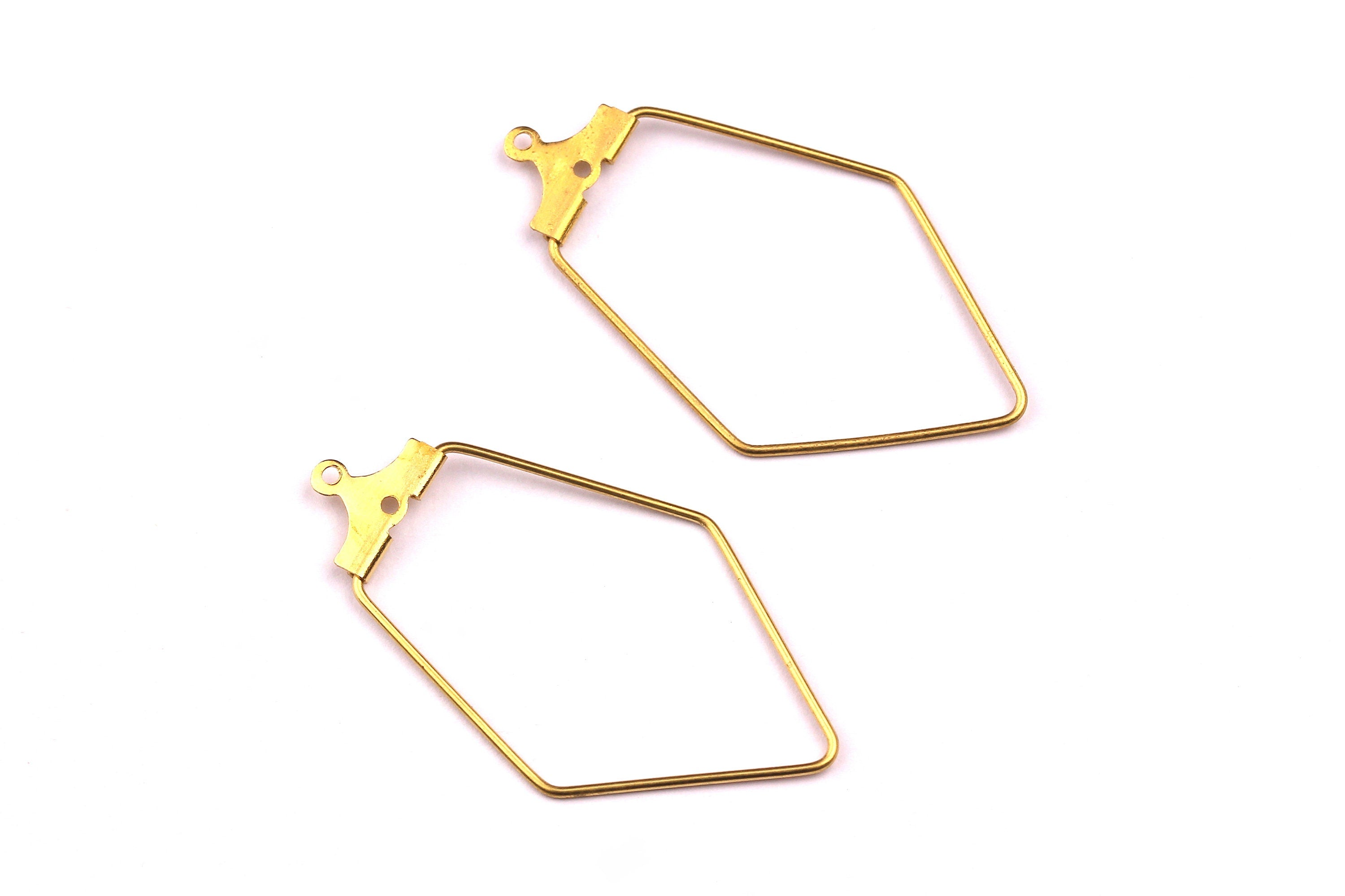 Brass Ear Wire - Pentagon Shaped Earring Wire - Geometric Earring Findings - Jewelry Supplies - 36x20mm - PP1086 - DOMEDBAZAAR
