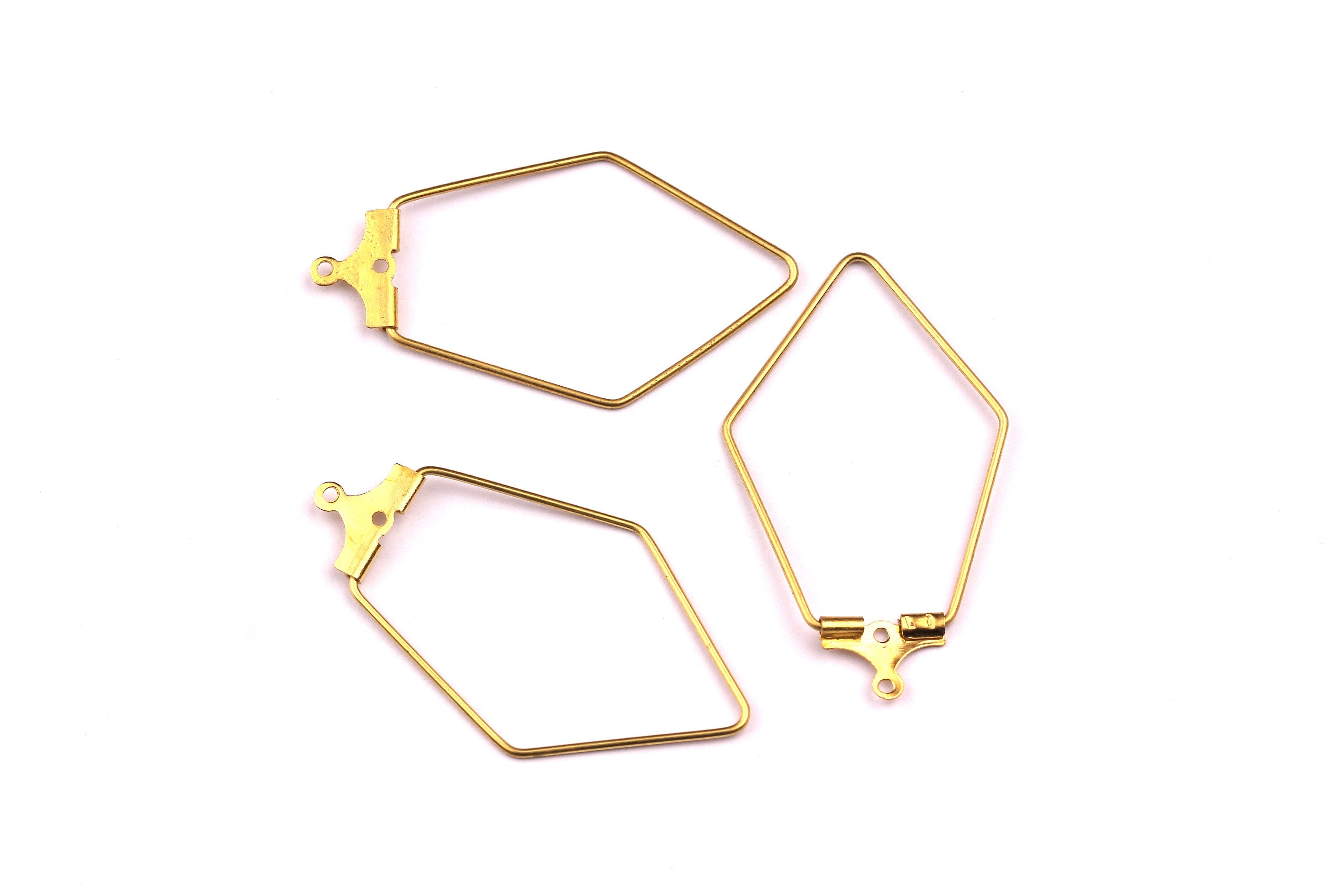 Brass Ear Wire - Pentagon Shaped Earring Wire - Geometric Earring Findings - Jewelry Supplies - 36x20mm - PP1086 - DOMEDBAZAAR