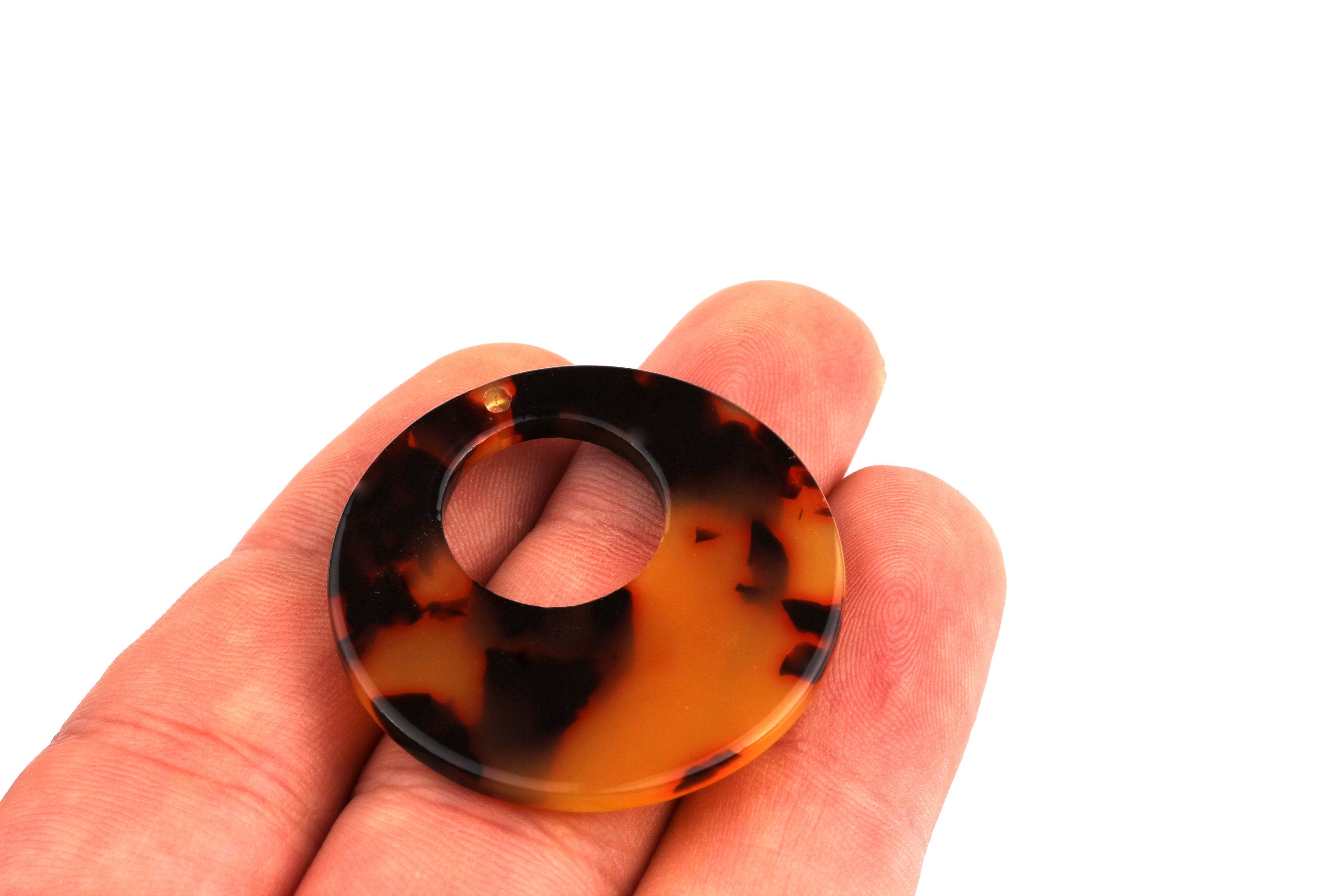 Acetate Circle Charms - Tortoise Shell Round - Circle Earrings & Pendant - Jewelry Making Supplies - Color Code: A01 - 34x2.5mm - AC1005M - DOMEDBAZAAR