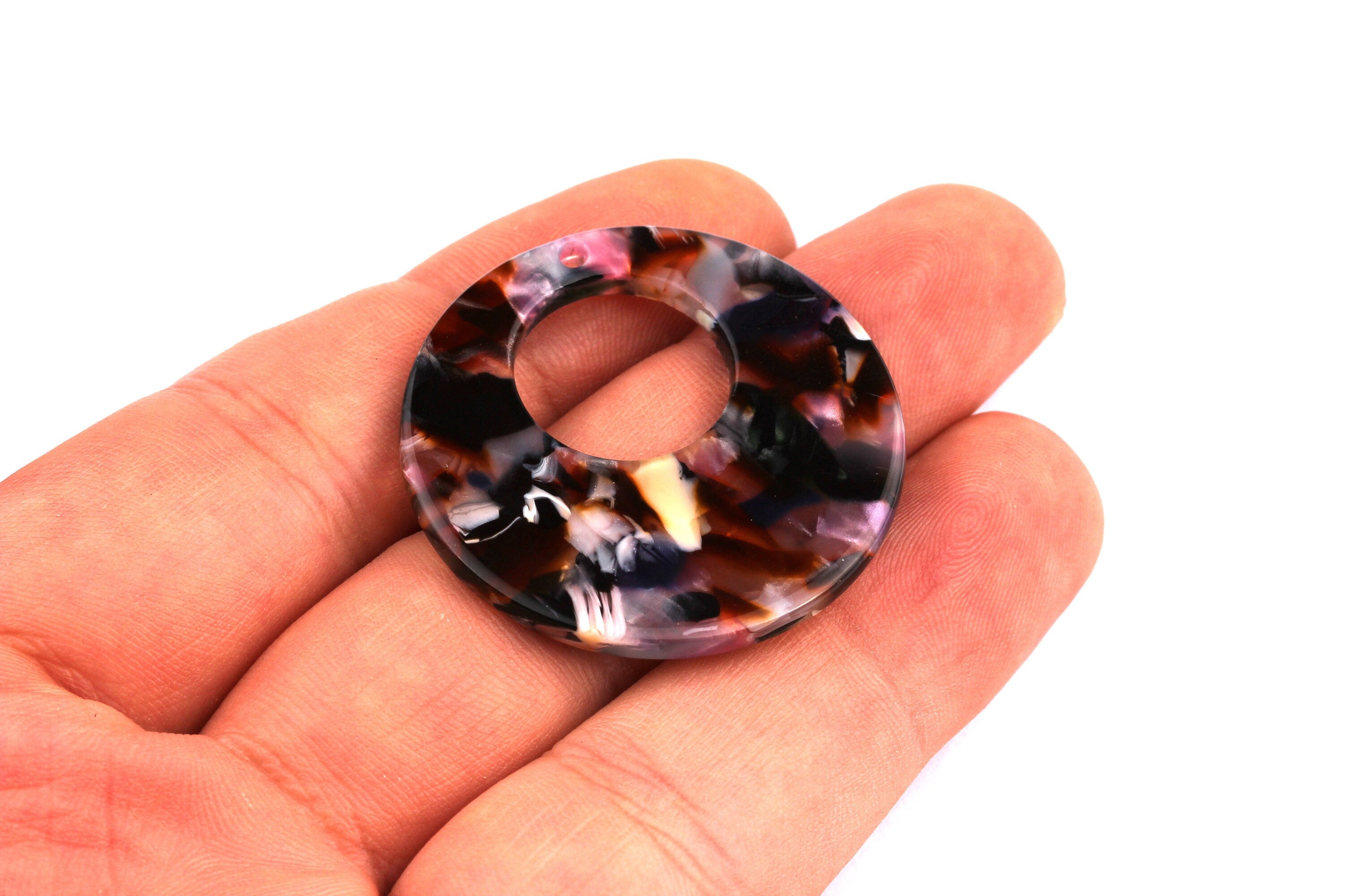 Acetate Circle Charms - Circle Earrings and Pendant - Earring Findings - Jewelry Supplies - Color Code: A11 - 34x2.5mm - AC1005P - DOMEDBAZAAR
