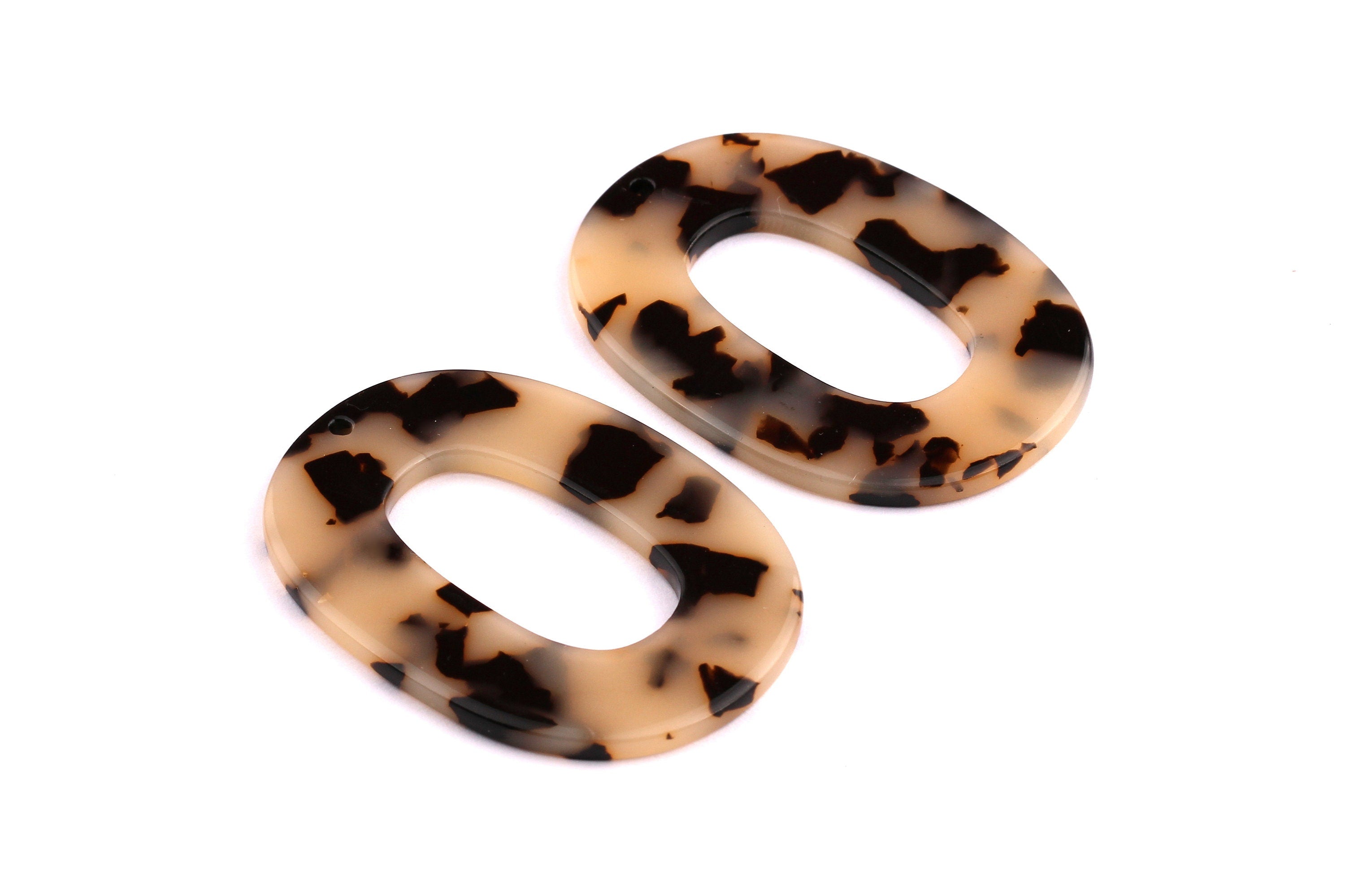 Acetate Oval Charms - Blonde Tortoise Shell Earrings - Oval Earrings and Pendant - Color Code: A07 - 47x35x2.5mm - AC1065B - DOMEDBAZAAR