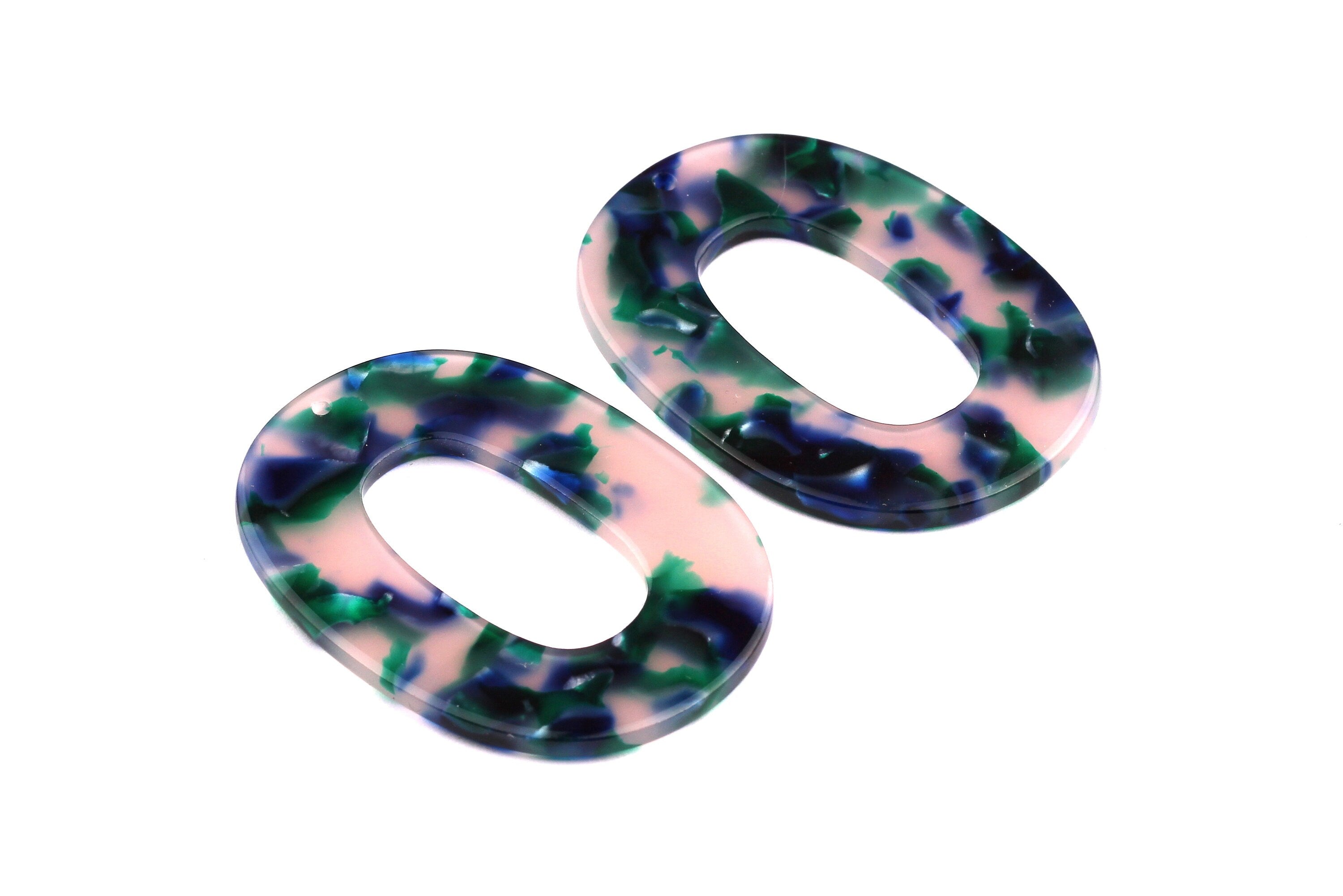 Acetate Oval Charms - Oval Earrings and Pendant - Earring Findings - Jewelry Supplies - Color Code: A18 - 47x35x2.5mm - AC1065F - DOMEDBAZAAR