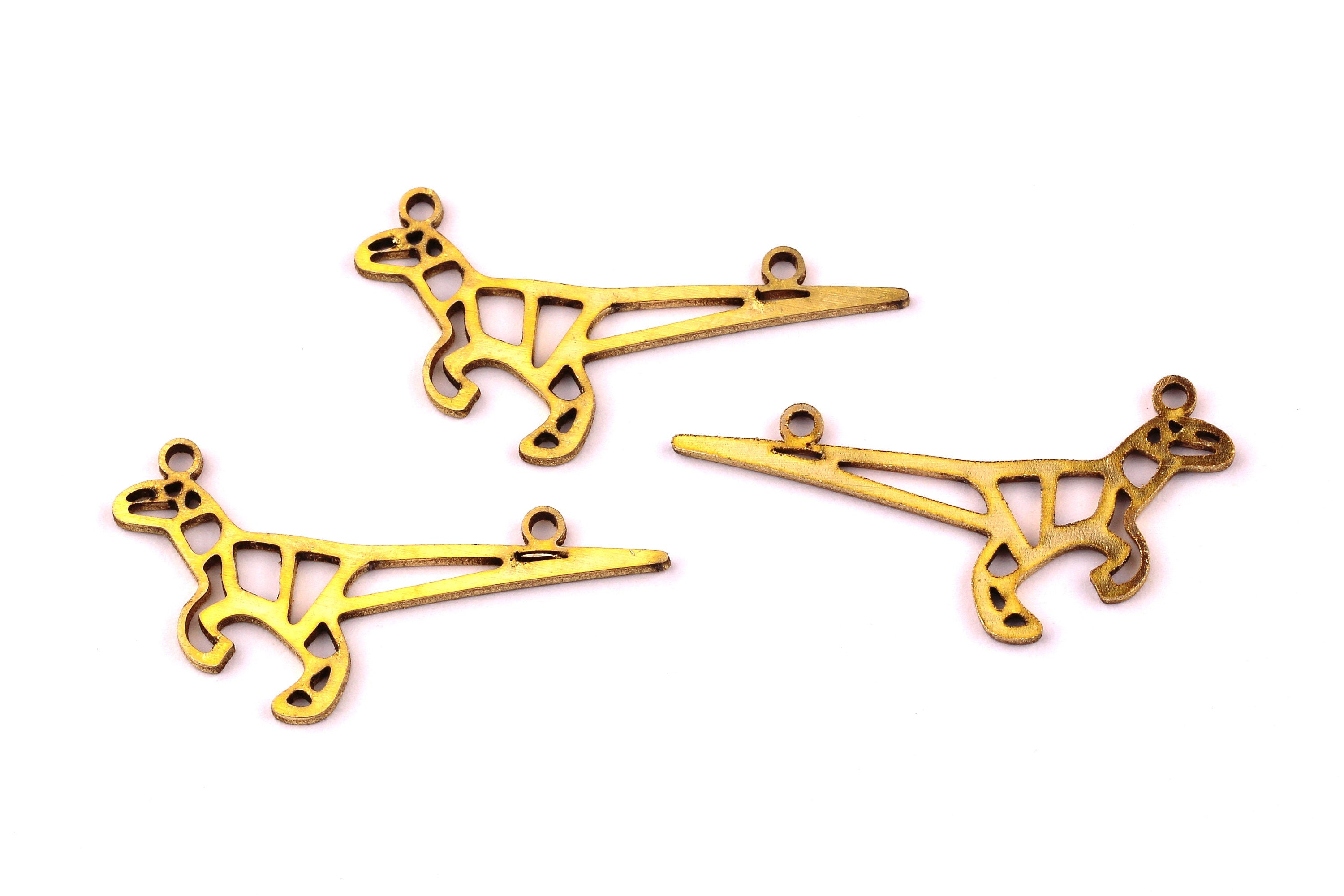 Brass Dinosaur Charm - Dinosaur Shaped Raw Brass Charms - Jewelry Supplies - 30x15mm - PP1152 - DOMEDBAZAAR