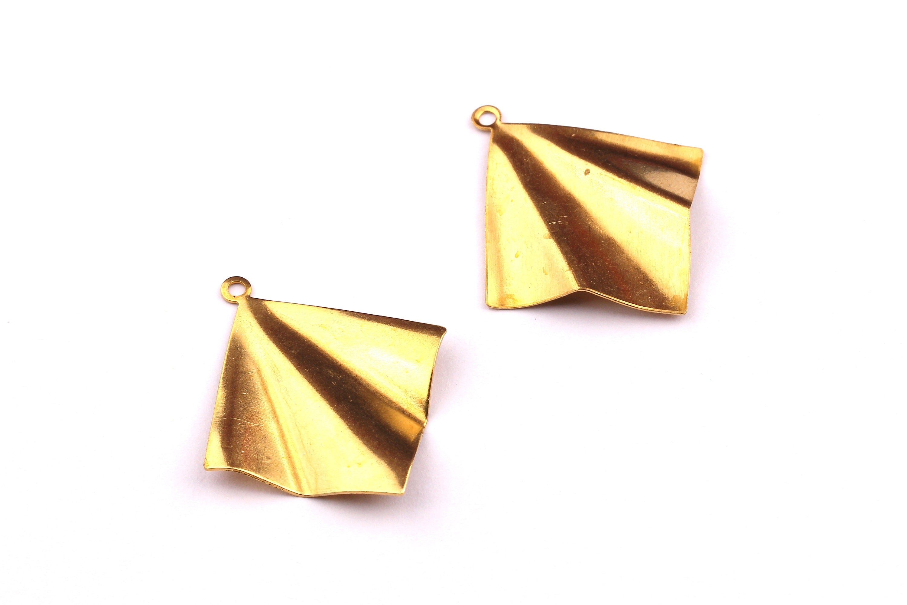 Brass Square Charms - Square Shpaed Raw Brass Charm - Geometric Charms - Jewelry Supplies - 32x27x2.7mm - PP1158 - DOMEDBAZAAR