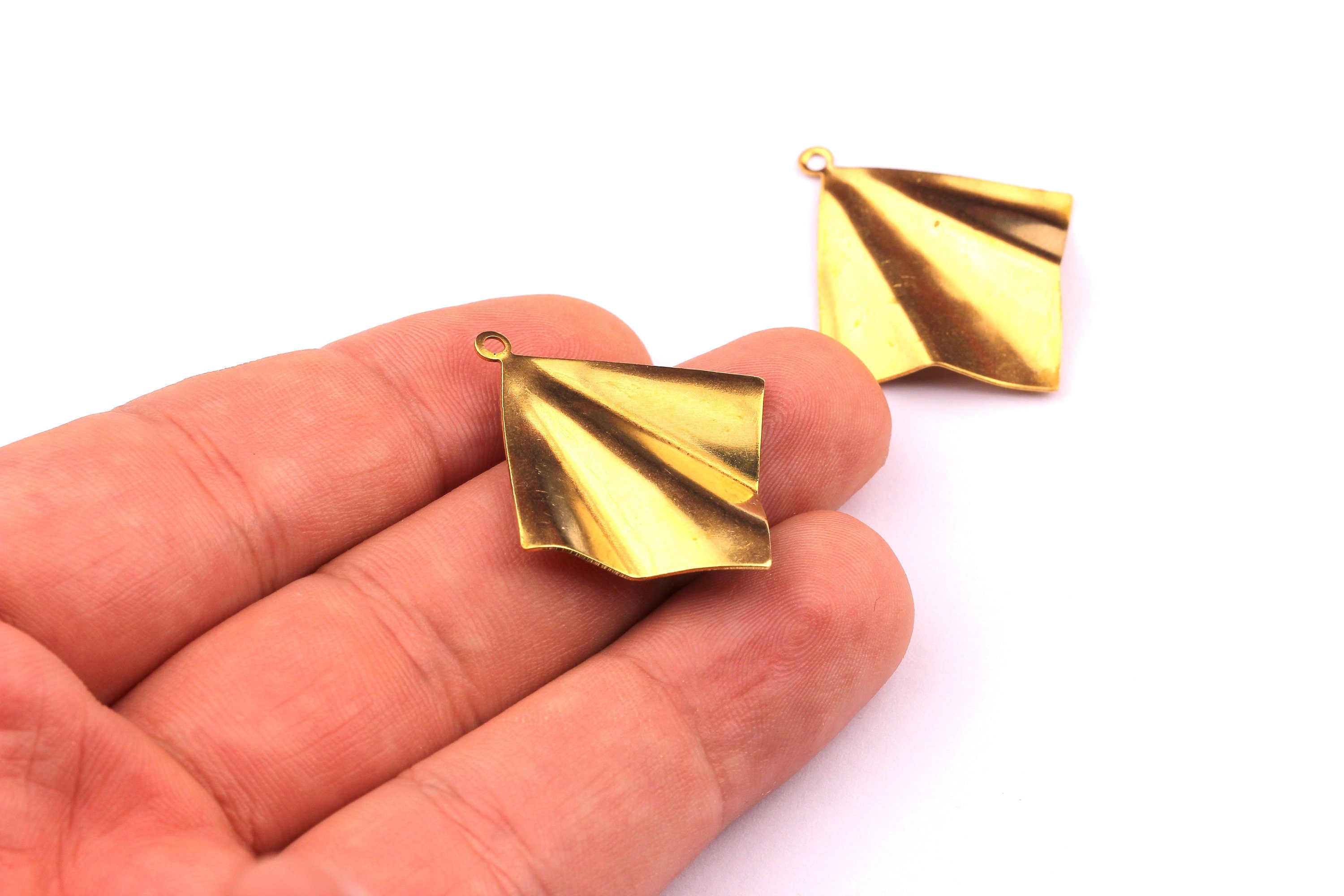Brass Square Charms - Square Shpaed Raw Brass Charm - Geometric Charms - Jewelry Supplies - 32x27x2.7mm - PP1158 - DOMEDBAZAAR