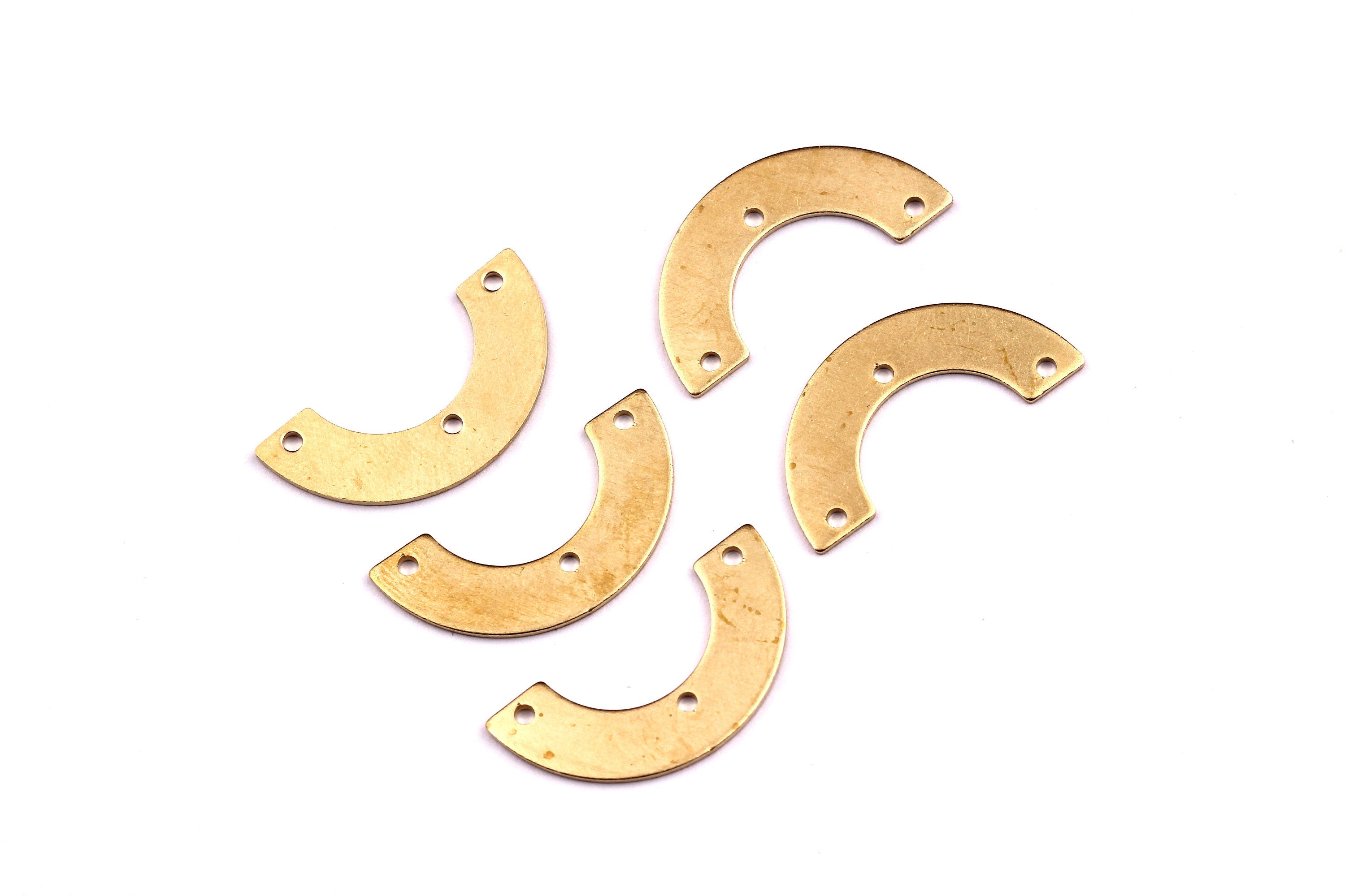 Brass Geometric Charms - Geometric Shaped Raw Brass Connector with 3 Holes - Jewelry Supplies - 24x12x0.8mm - PP1221 - DOMEDBAZAAR