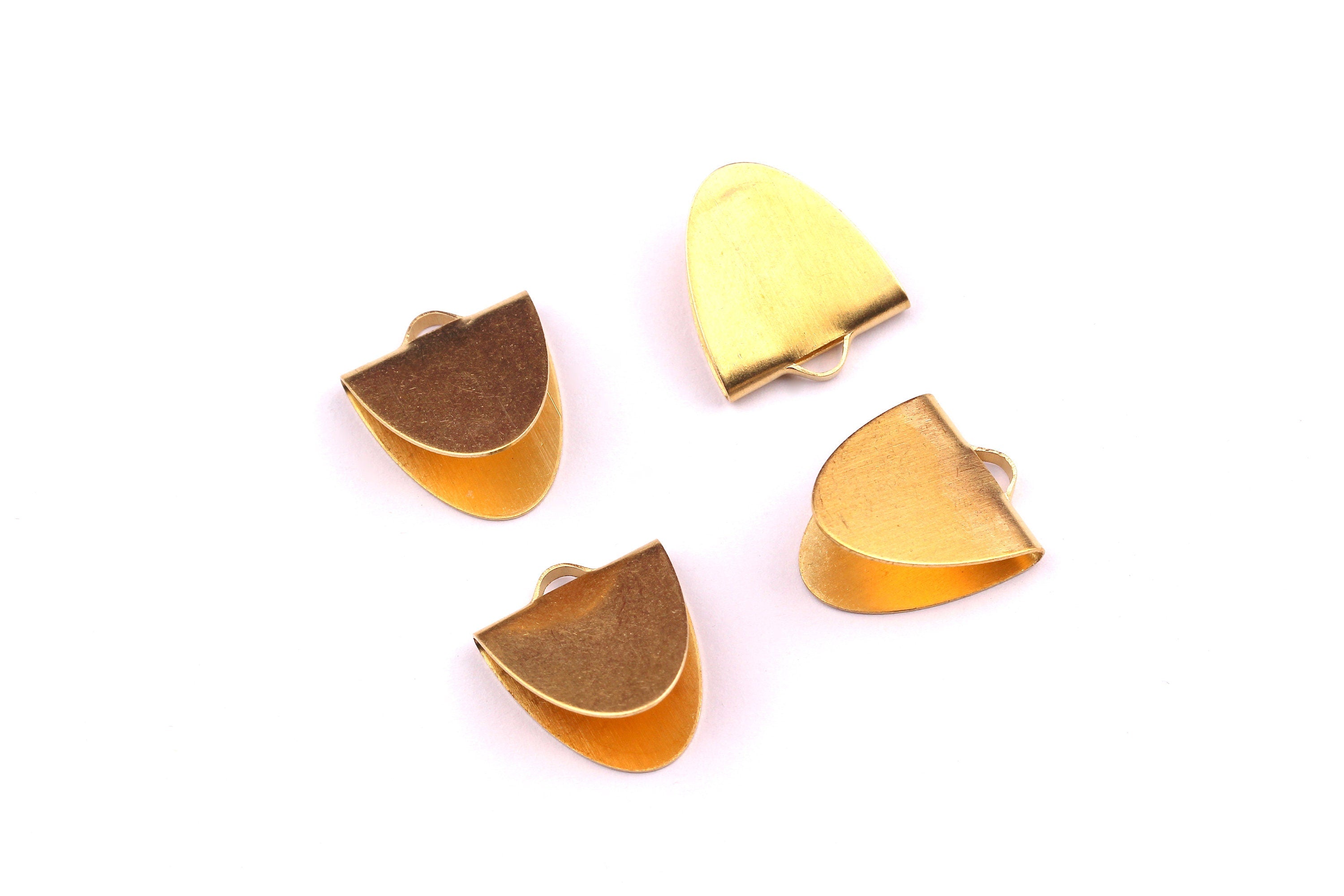 Brass Ribbon Crimp - Raw Brass Ribbon Crimp Ends - Jewelry Supplies - 17x15mm - PP1227 - DOMEDBAZAAR