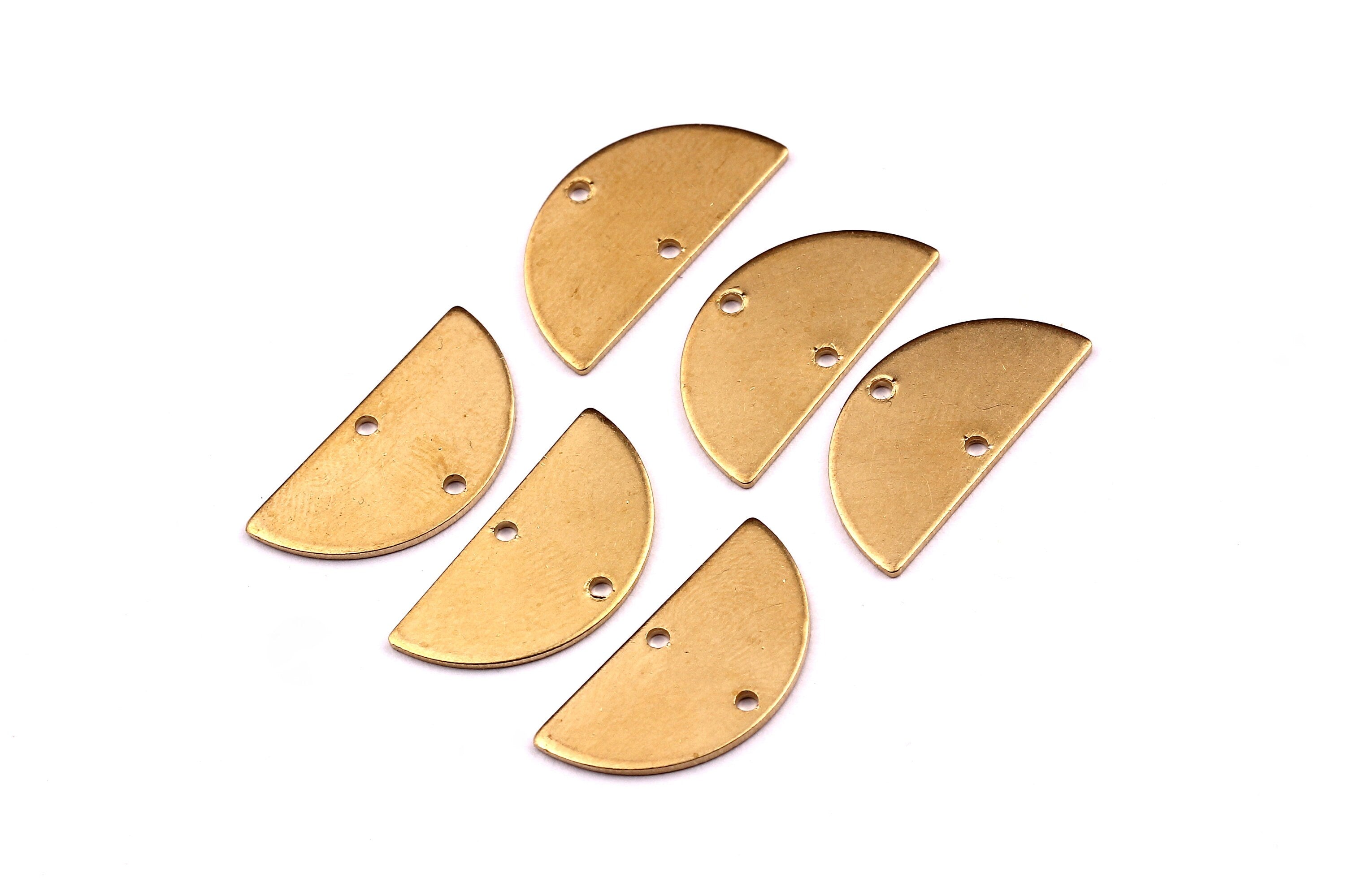 Brass Semicircle Charms - Semicircle Shaped Charms - Raw Brass Connector with 2 Holes - Jewellery Supplies - 10.5x20.5x0.75mm - PP1239 - DOMEDBAZAAR