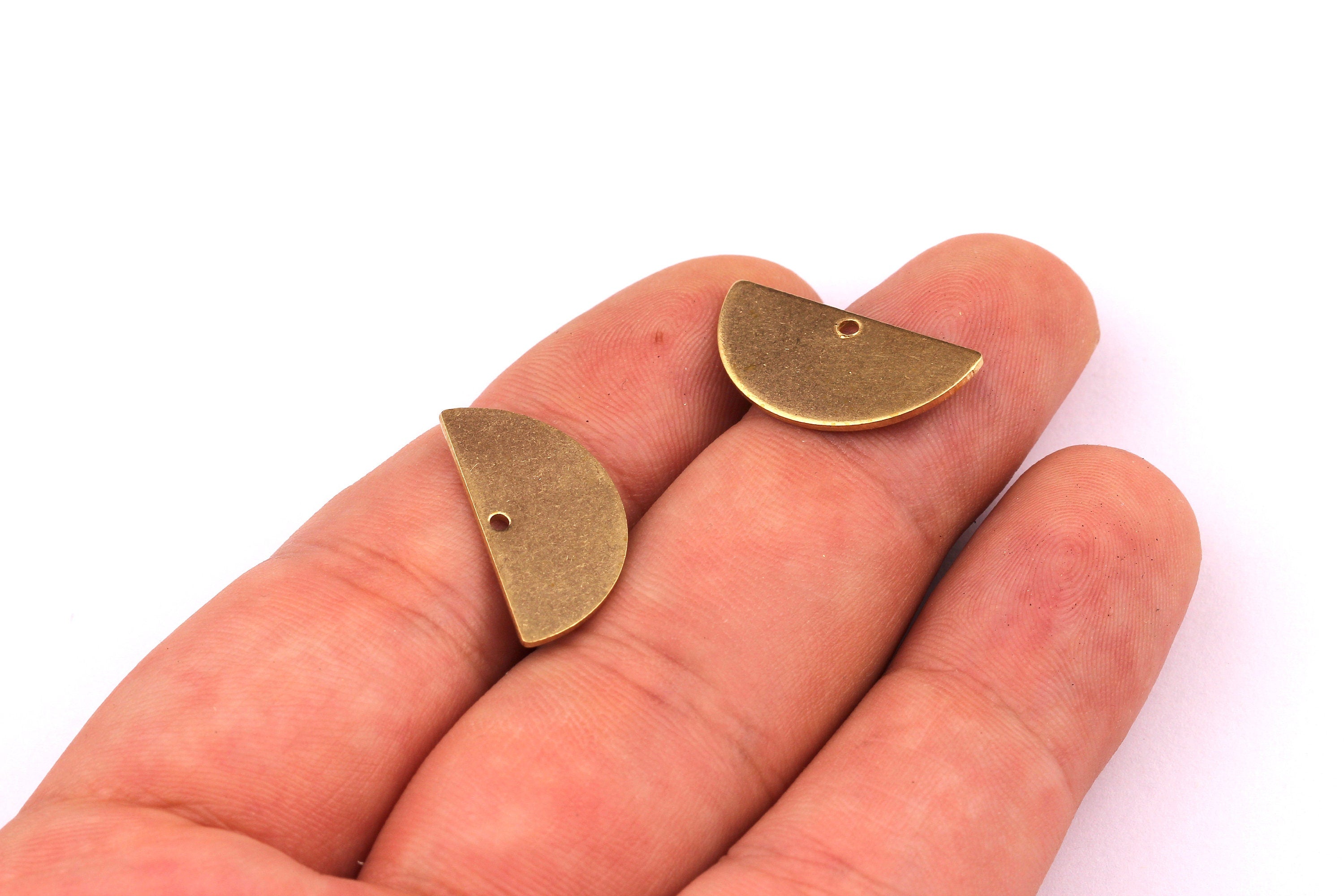 Brass Semi Circle Charms - Semi Circle Shaped Raw Brass Connector with 1 Holes - Jewelry Supplies - 10.5x20.5x0.75mm - PP1240 - DOMEDBAZAAR