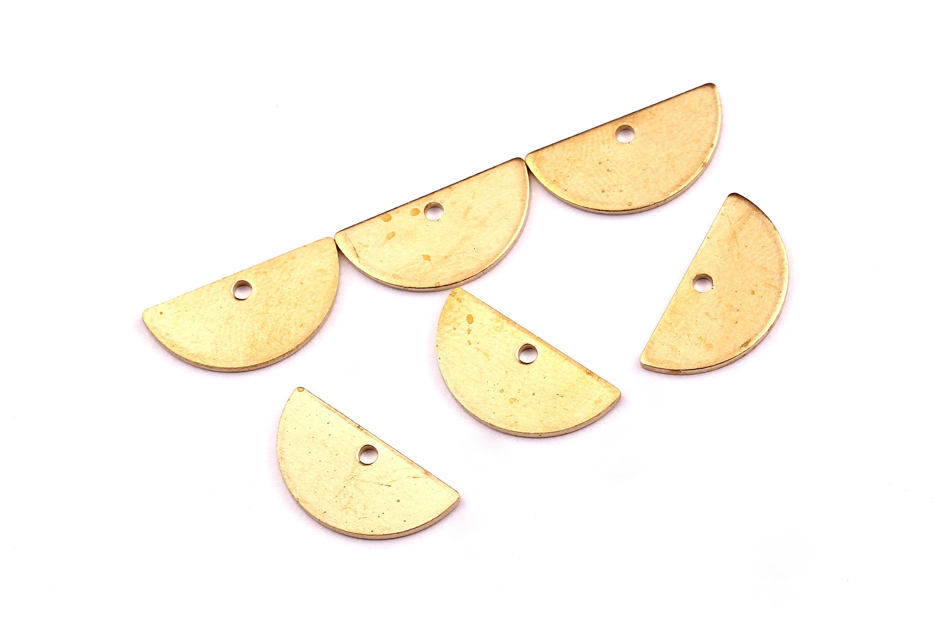 Brass Semicircle Charms - Semicircle Shaped Raw Brass Connector with 1 Hole - Jewelry Supplies - 7.5x15x0.8mm - PP1241 - DOMEDBAZAAR