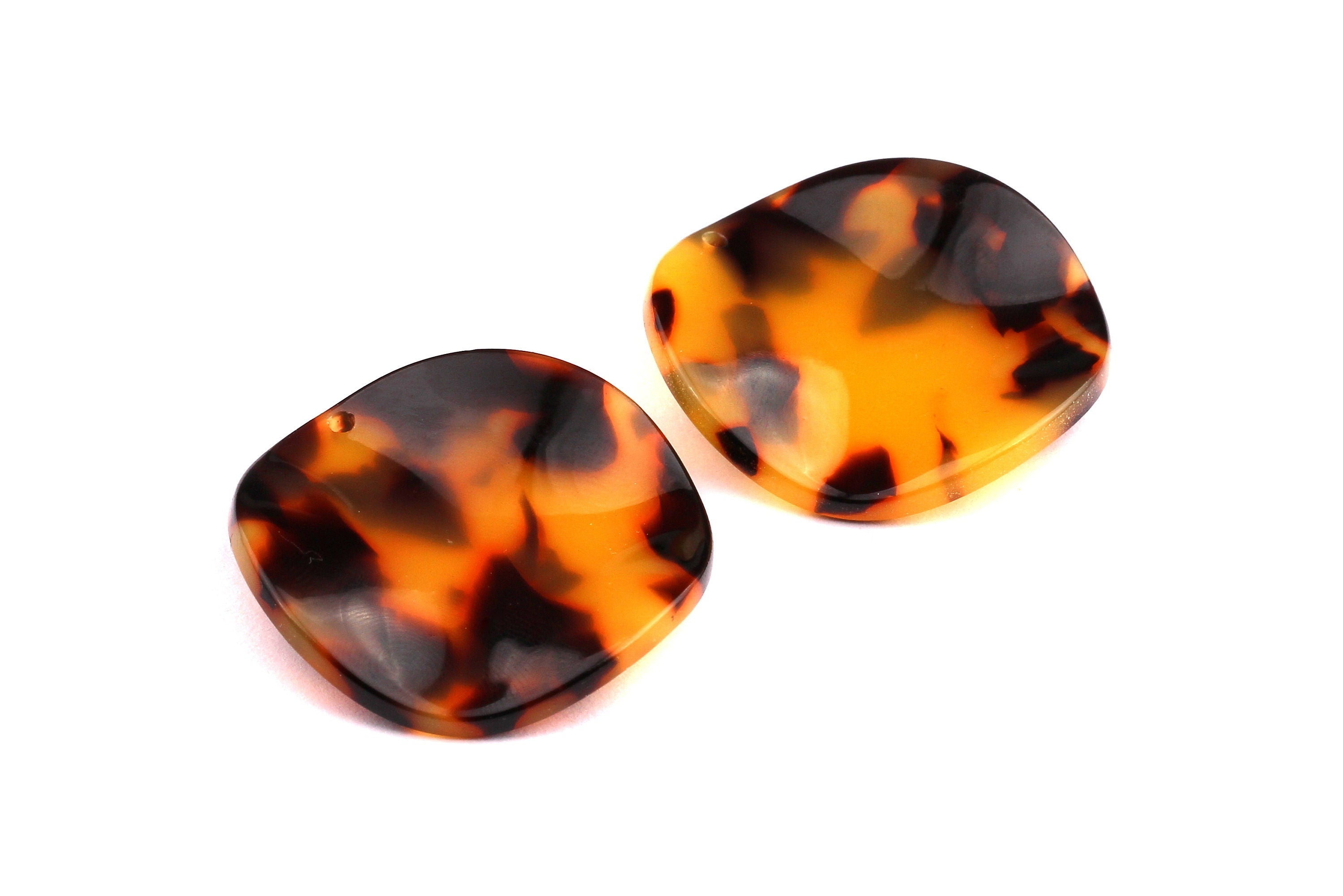 Acetate Wavy Disc Charms - Tortoise Shell Earrings - Wavy Disc Pendant - Jewelry Making Supplies - Color Code: A01 - 34x2.5mm - AC1066A - DOMEDBAZAAR
