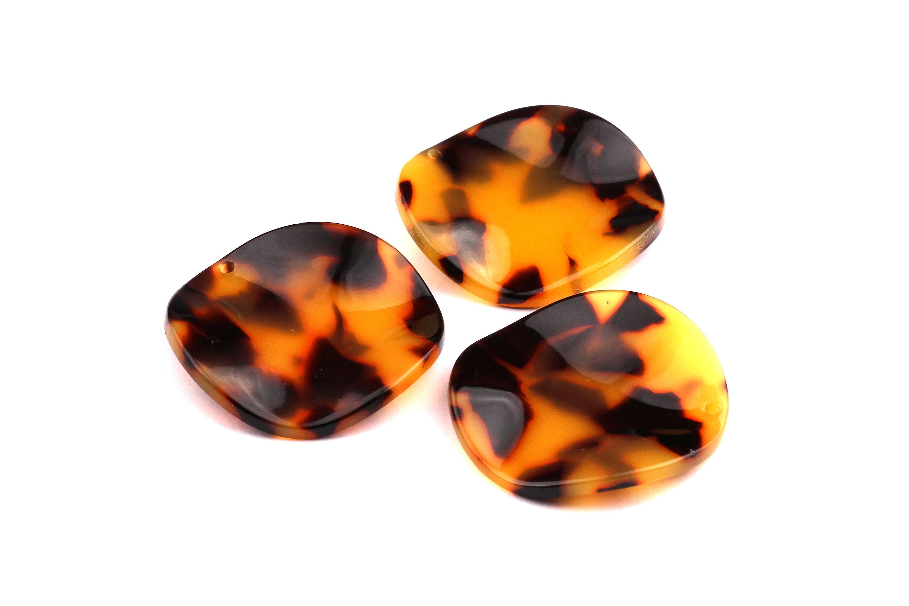 Acetate Wavy Disc Charms - Tortoise Shell Earrings - Wavy Disc Pendant - Jewelry Making Supplies - Color Code: A01 - 34x2.5mm - AC1066A - DOMEDBAZAAR