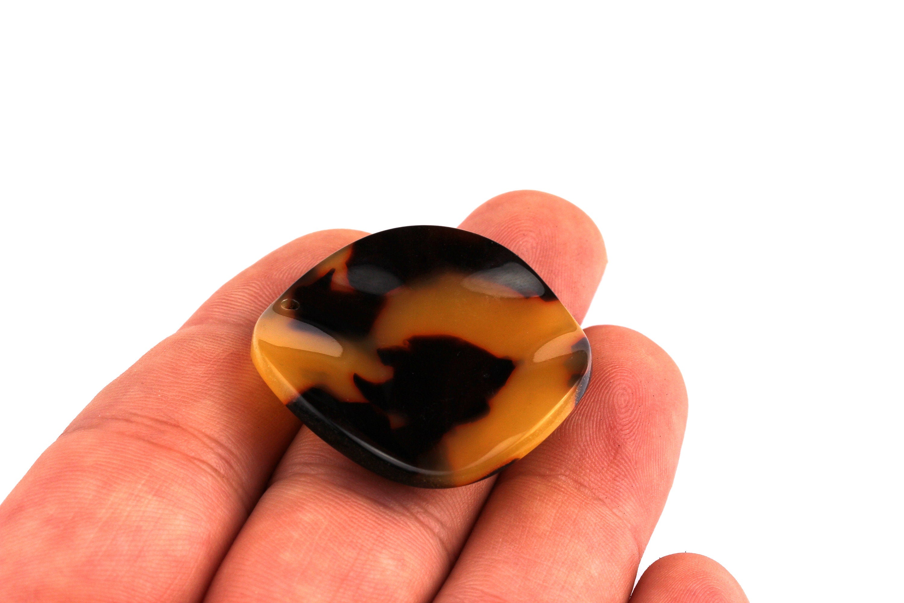 Acetate Wavy Disc Charms - Tortoise Shell Earrings - Wavy Disc Pendant - Jewelry Making Supplies - Color Code: A01 - 34x2.5mm - AC1066A - DOMEDBAZAAR
