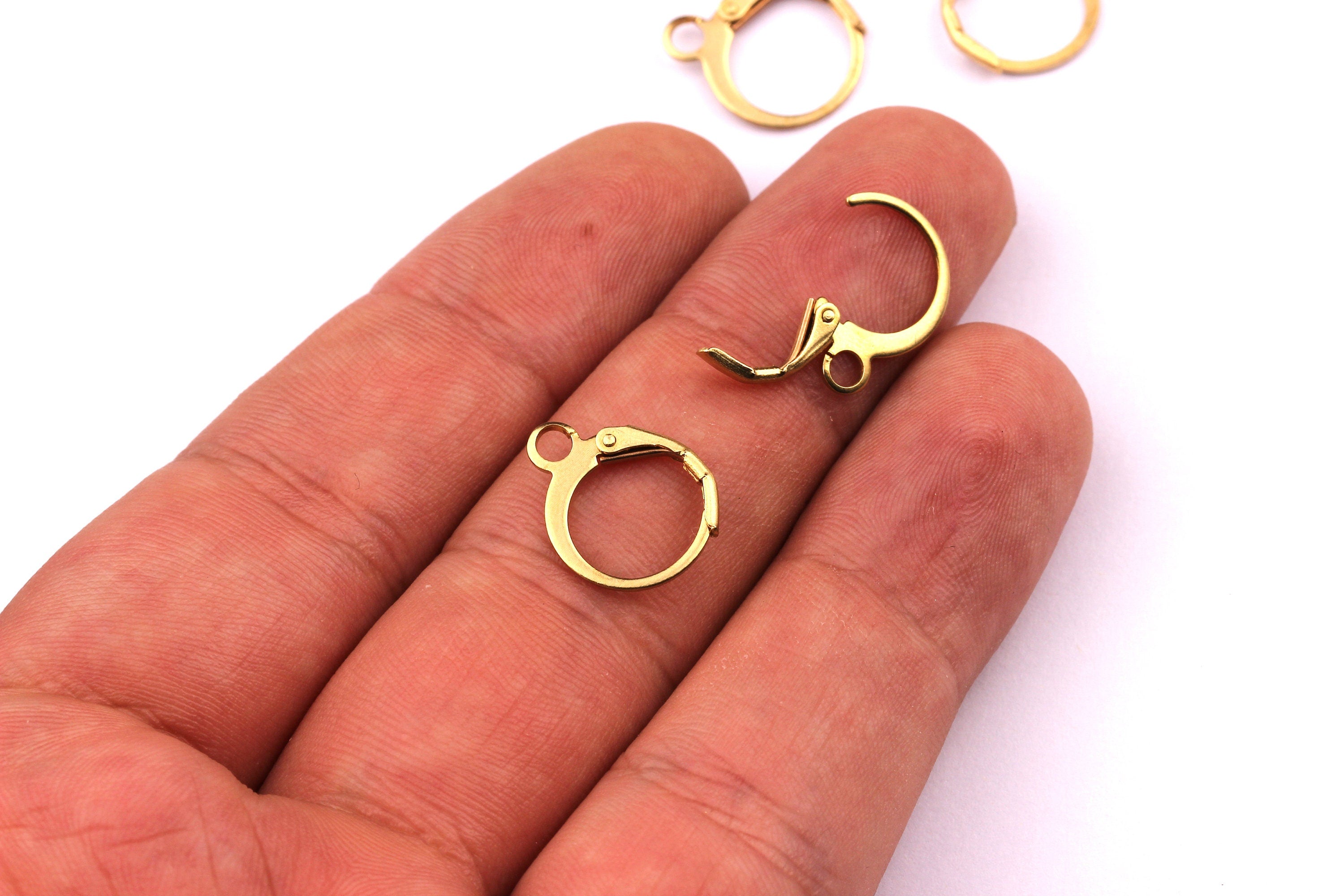 Brass Earring Clasp - Raw Brass Leverback Earring Clasp - Earring Findings - Jewellery Supplies - 15x12mm - PP1163 - DOMEDBAZAAR