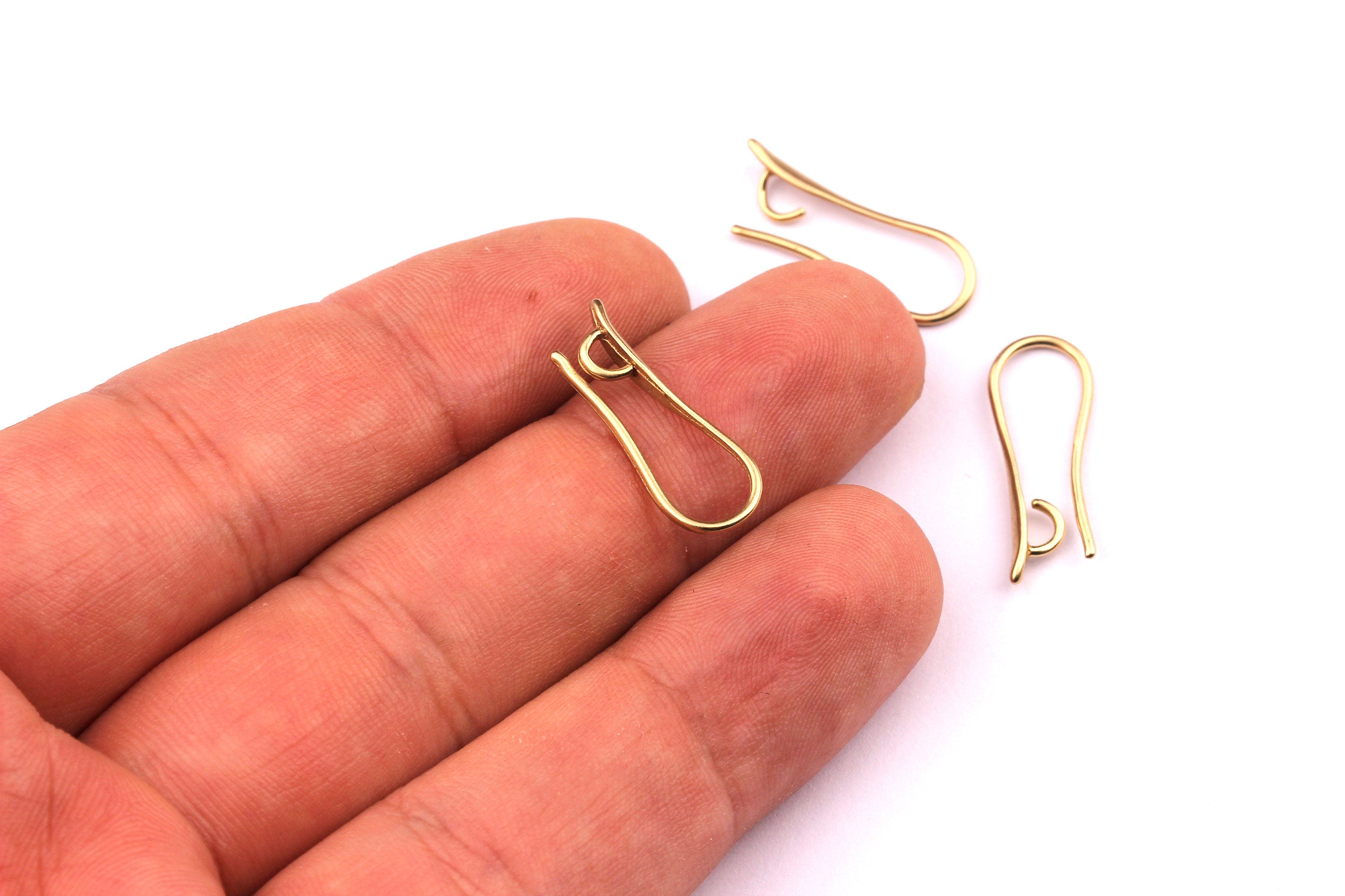 Brass Ear Wires - Raw Brass Ear Hooks - Earring Findings - Jewelry Supplies - 21x7.5mm - PP1164 - DOMEDBAZAAR